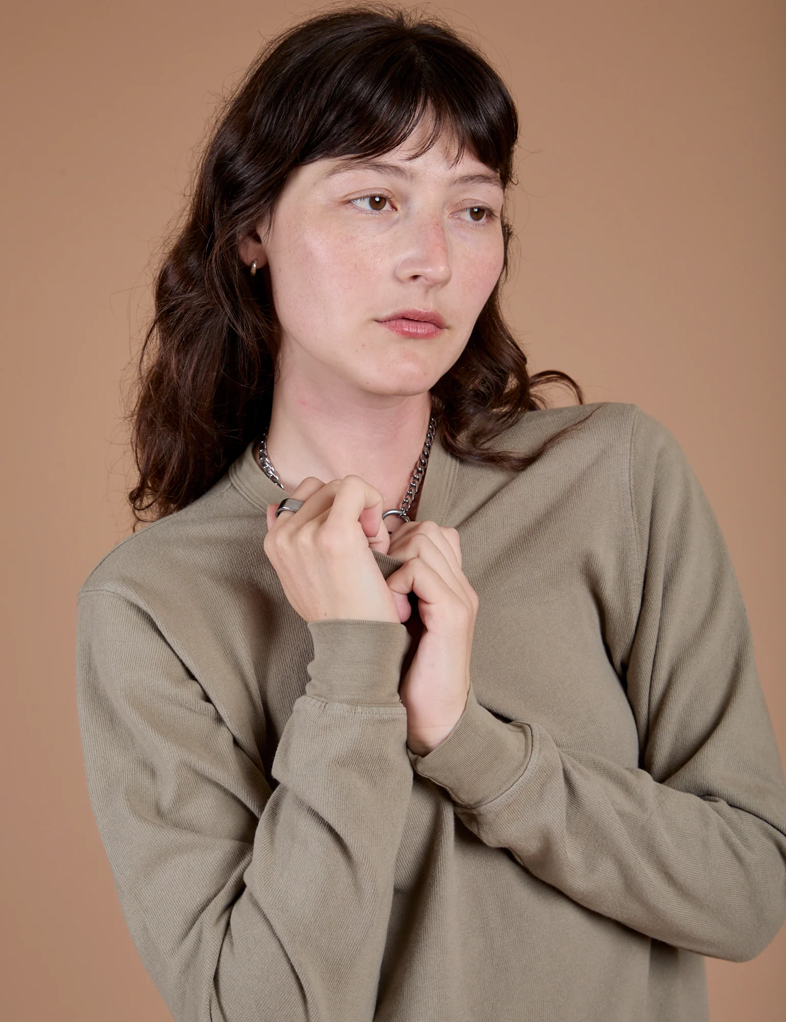 Long Sleeve Burly Tee - Khaki Grey - Image 4