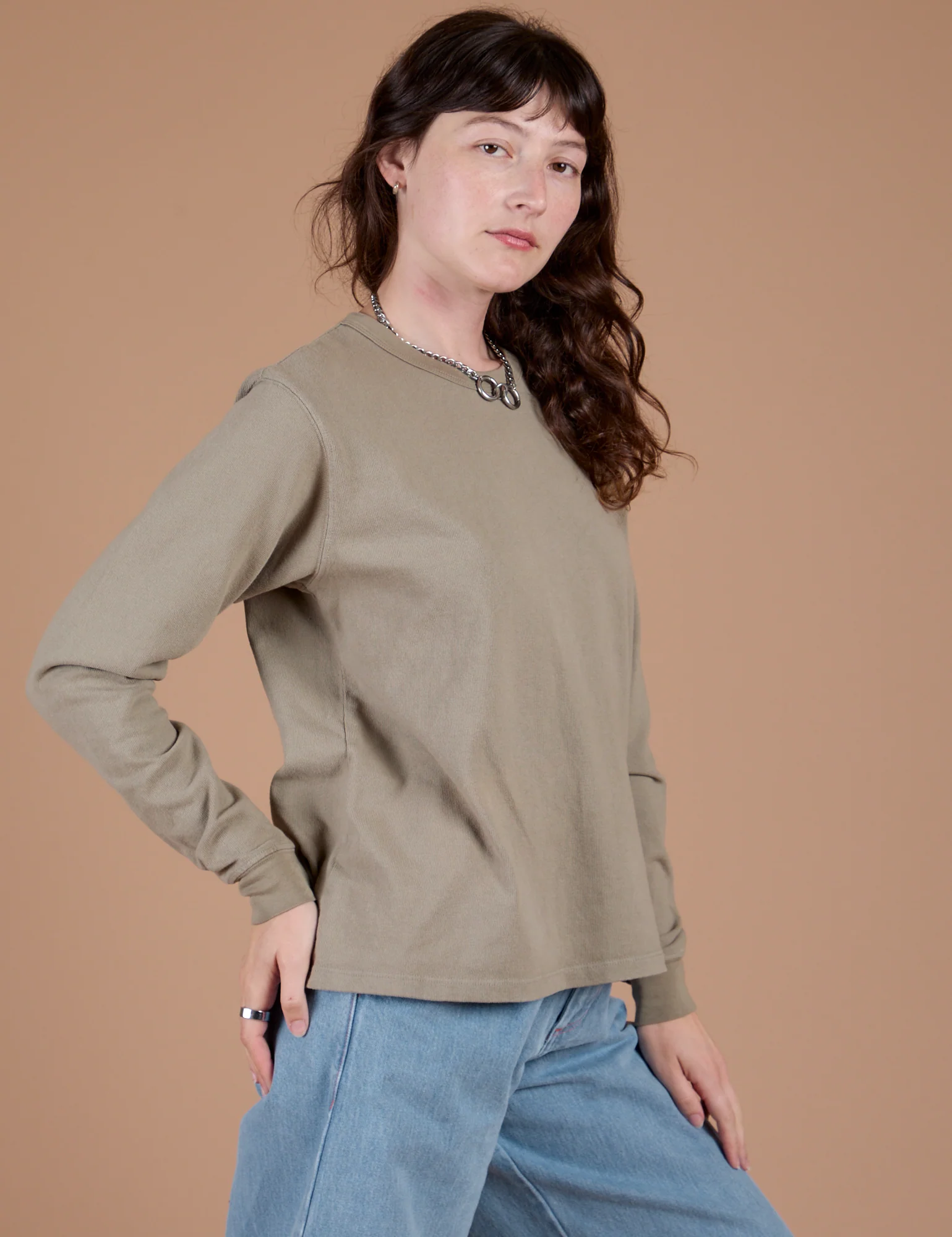 Long Sleeve Burly Tee - Khaki Grey - Image 8