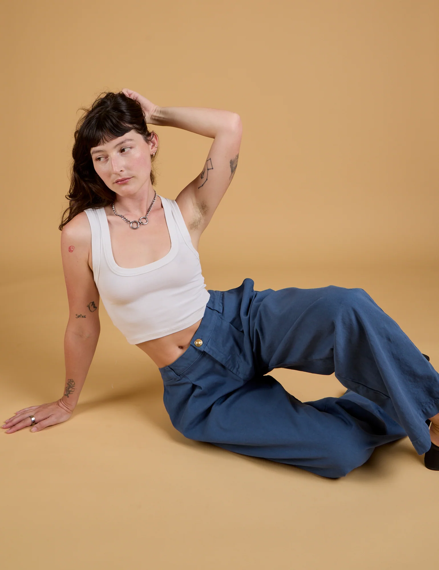 Baggy Mid-Rise Trousers - French Blue - Image 10