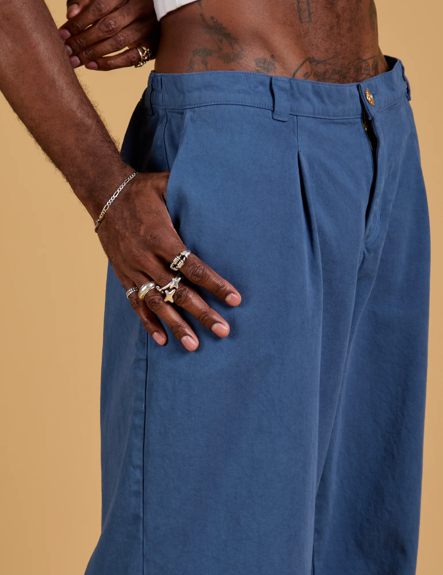 Baggy Mid-Rise Trousers - French Blue - Image 12