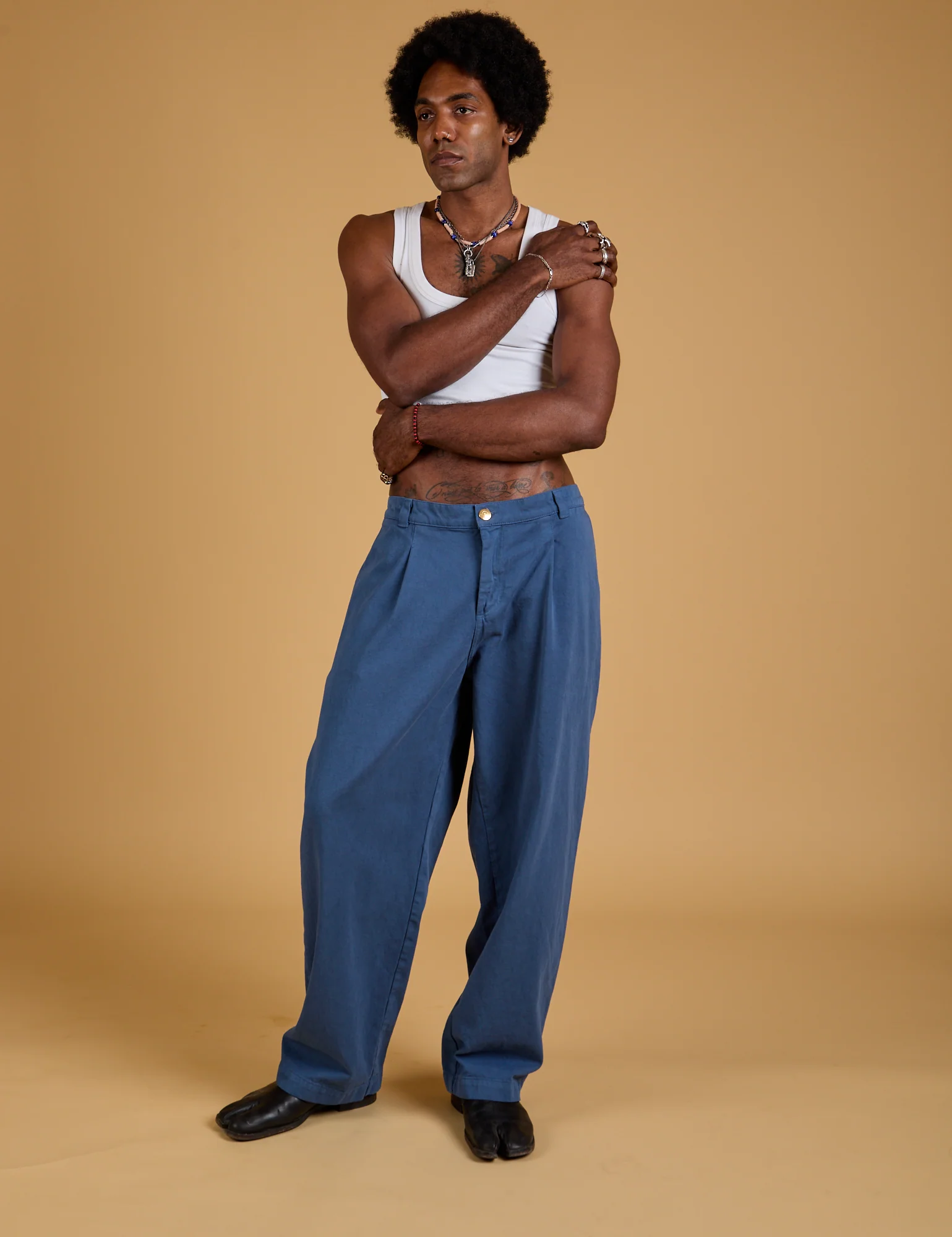 Baggy Mid-Rise Trousers - French Blue - Image 13