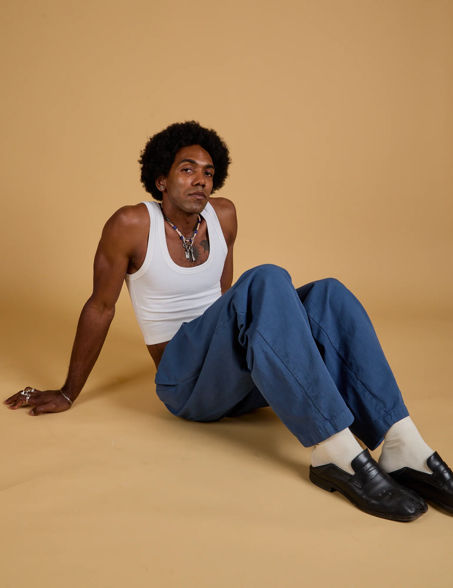 Baggy Mid-Rise Trousers - French Blue - Image 17