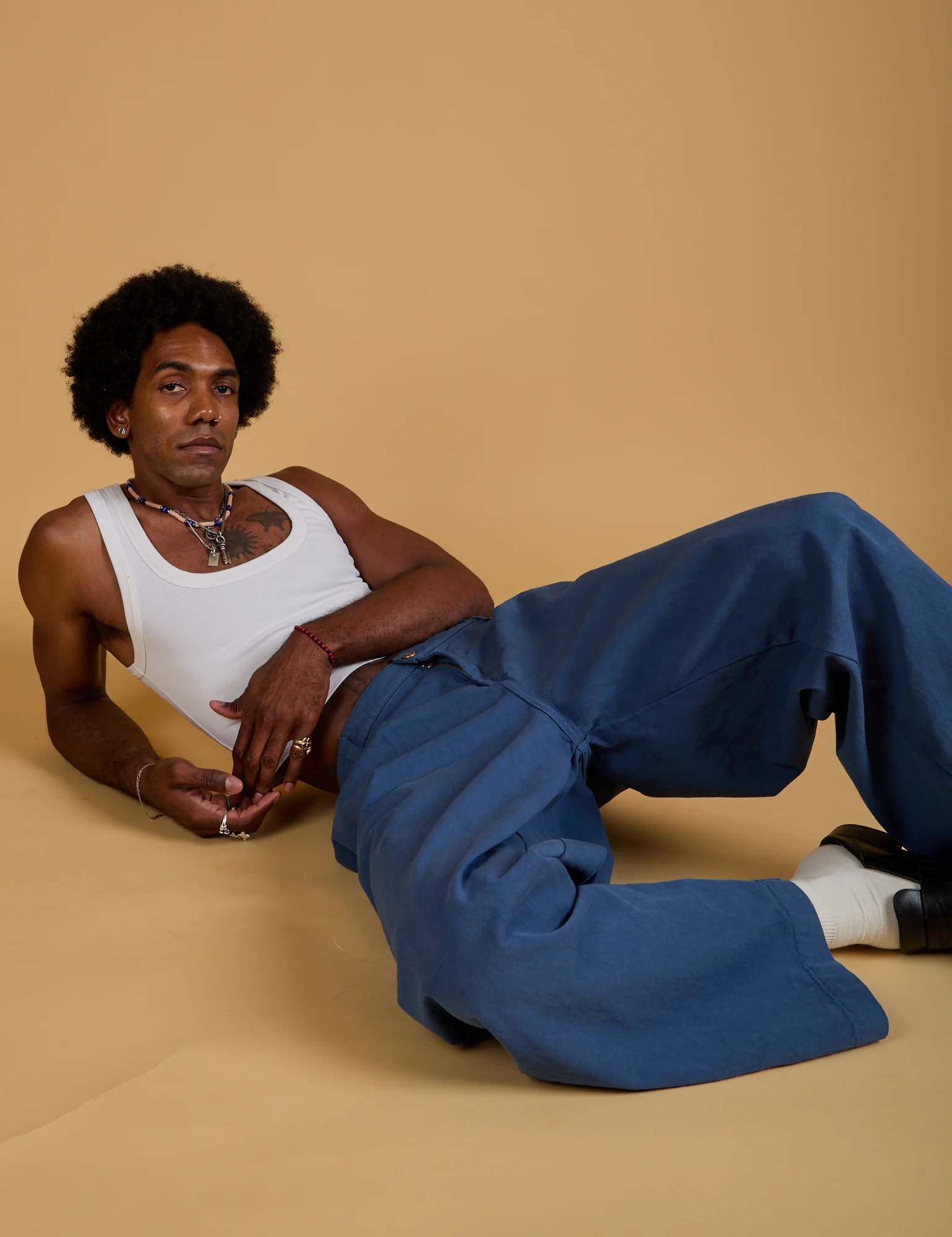 Baggy Mid-Rise Trousers - French Blue - Image 18