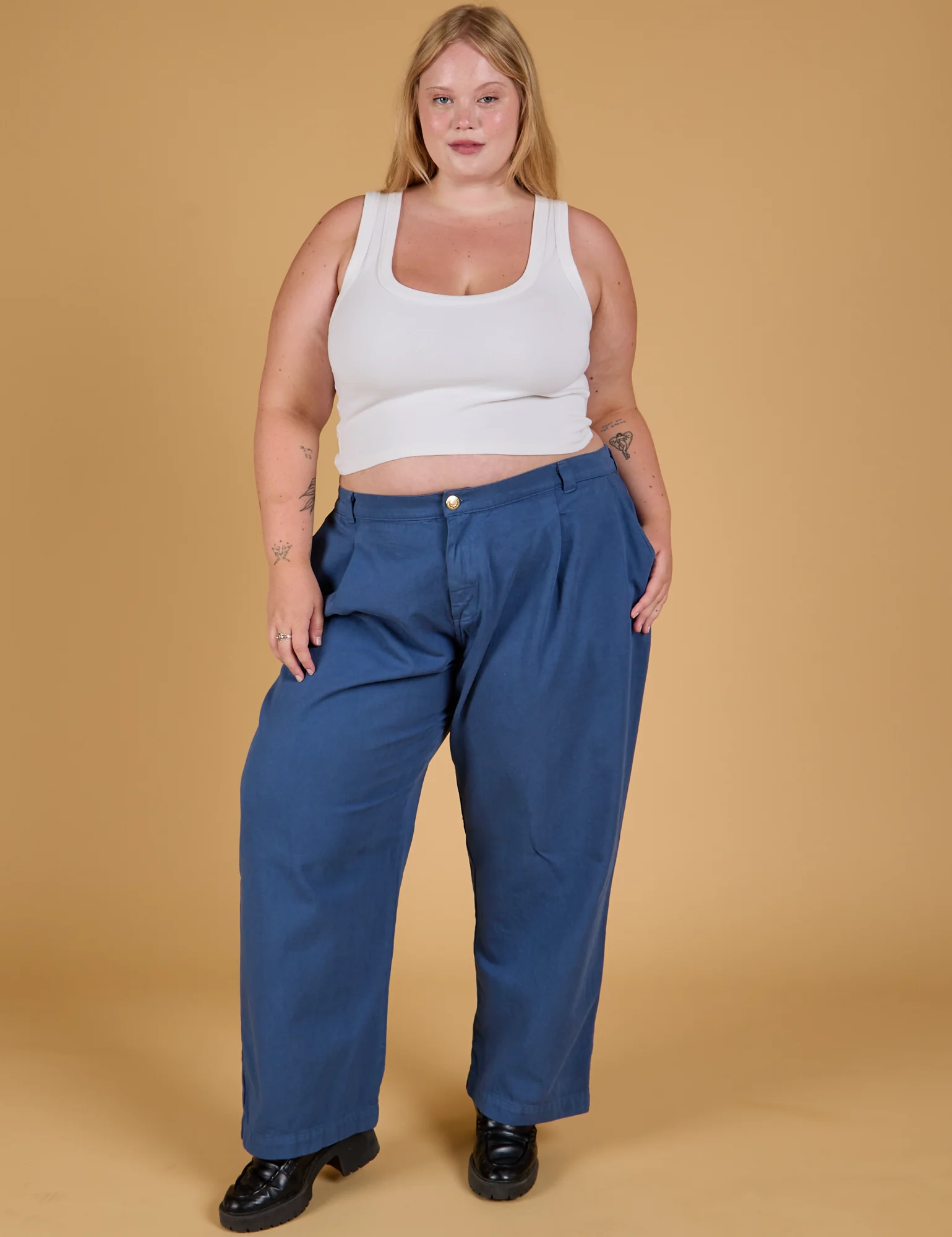 Baggy Mid-Rise Trousers - French Blue - Image 19