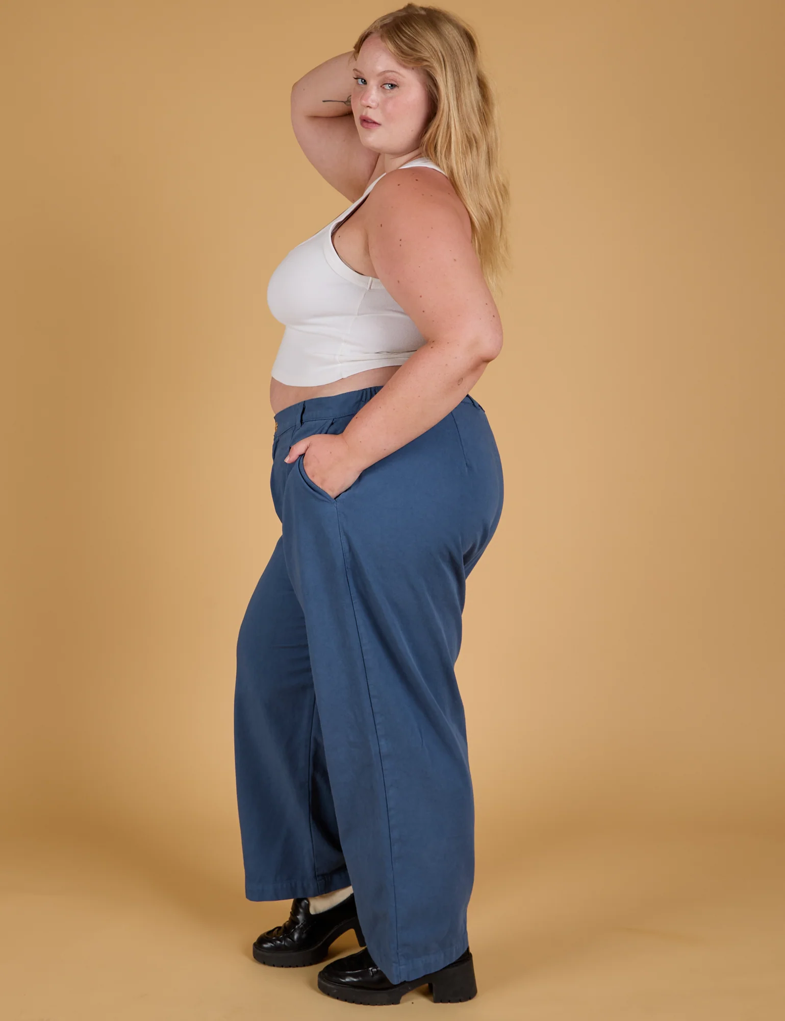 Baggy Mid-Rise Trousers - French Blue - Image 20