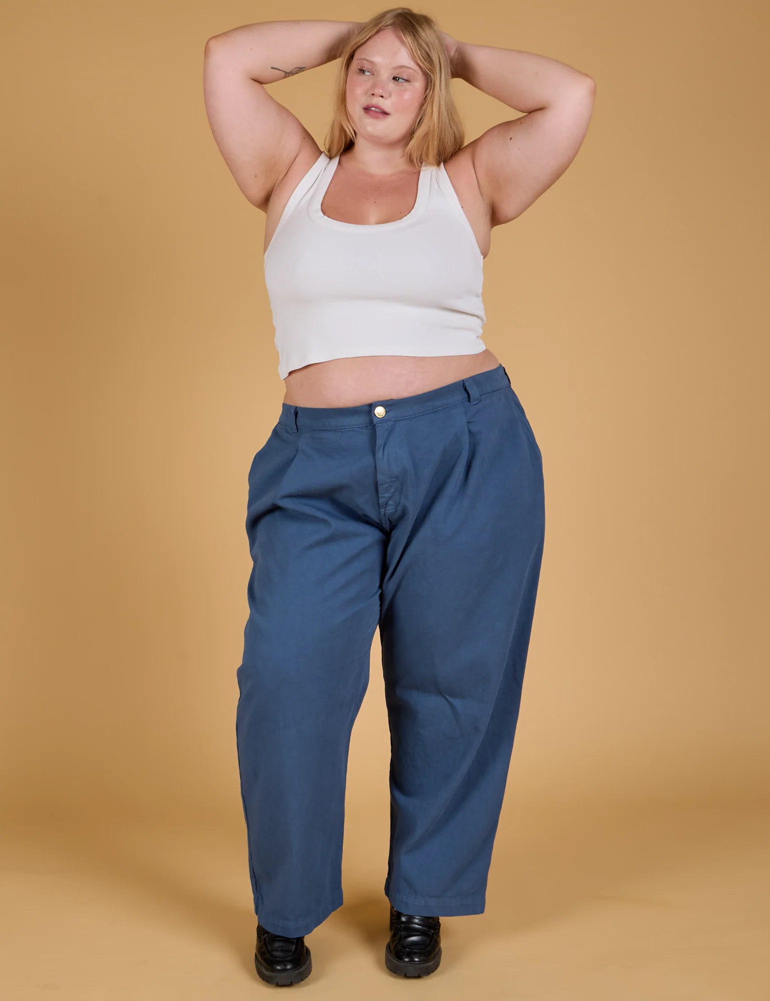 Baggy Mid-Rise Trousers - French Blue - Image 24