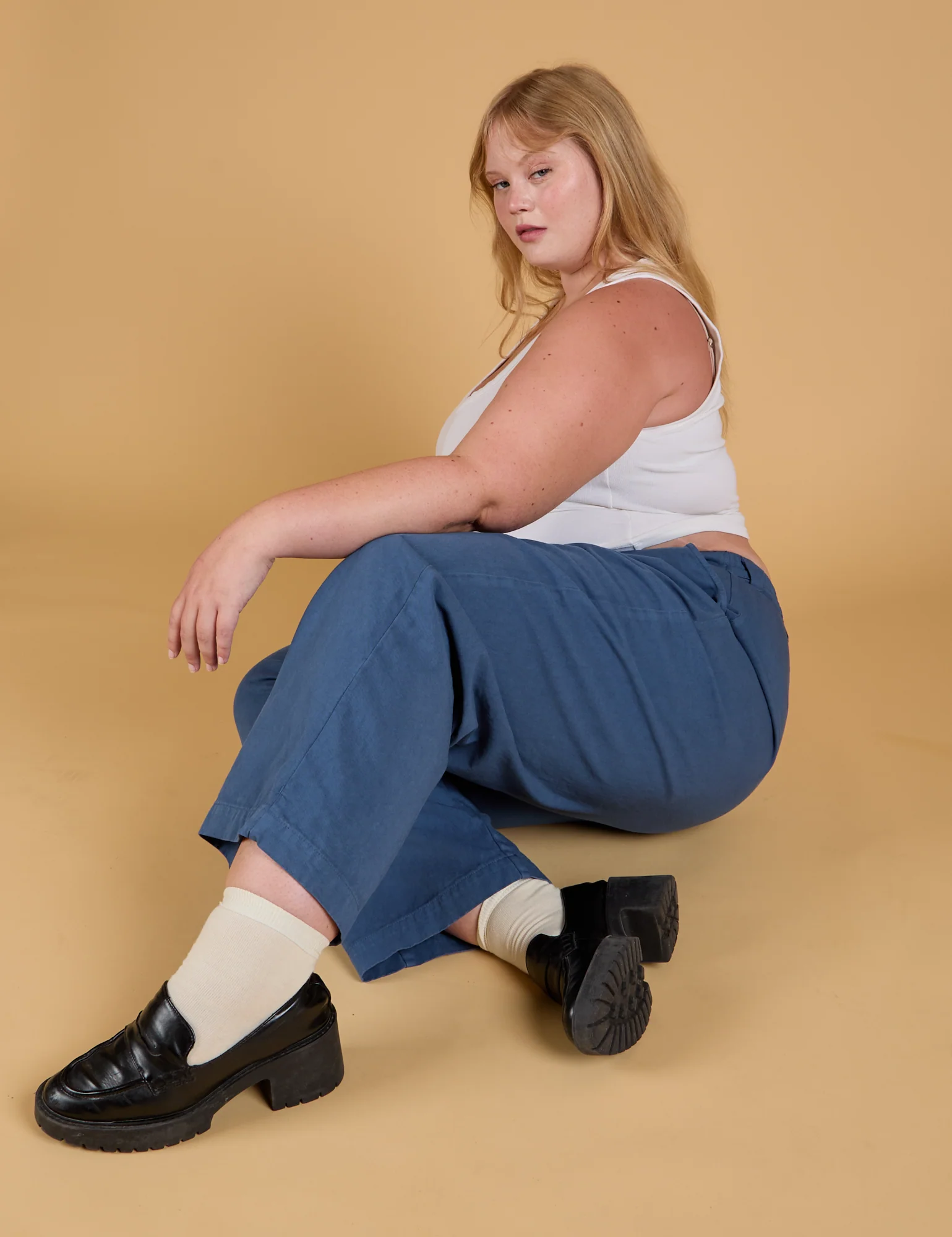 Baggy Mid-Rise Trousers - French Blue - Image 25