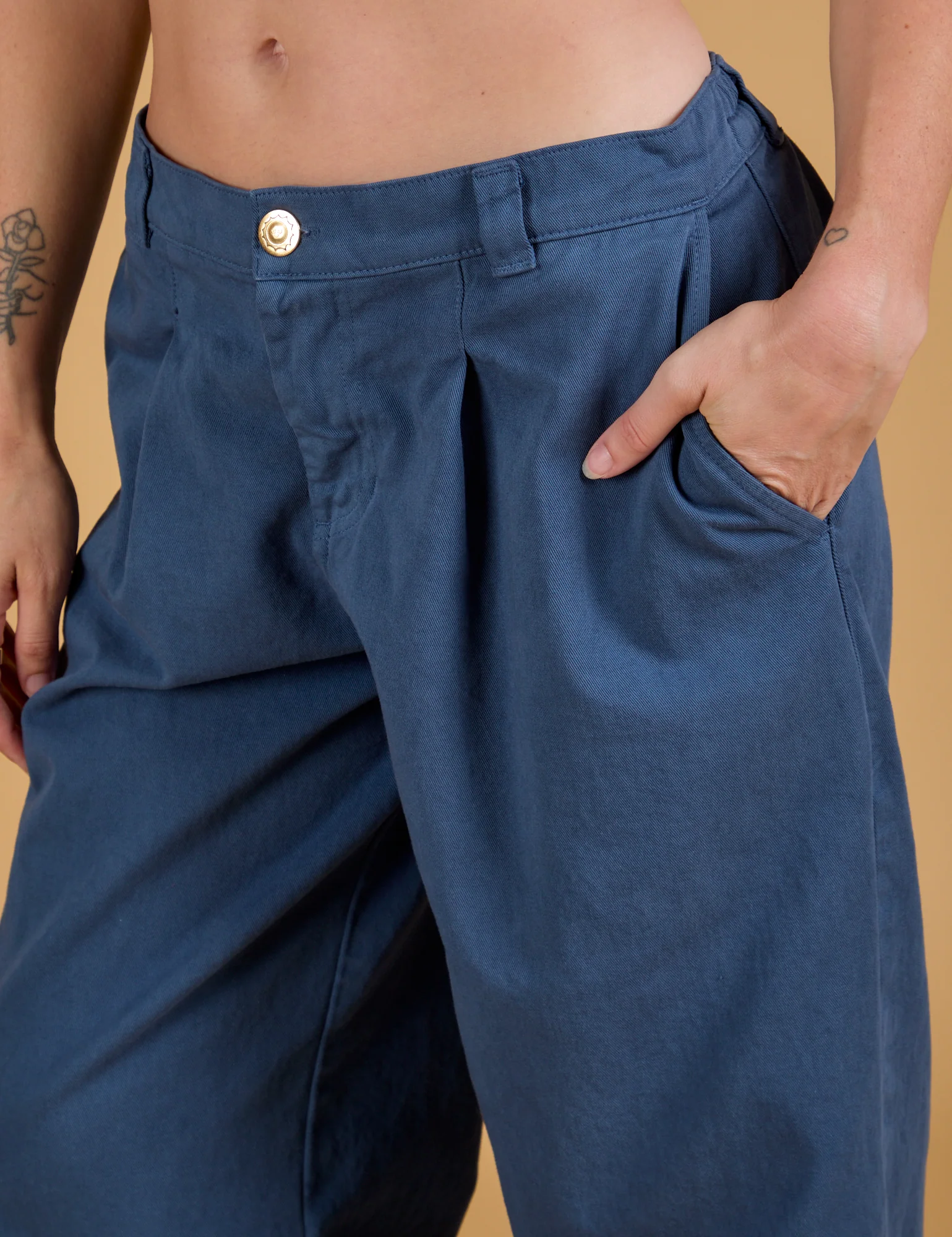 Baggy Mid-Rise Trousers - French Blue - Image 5