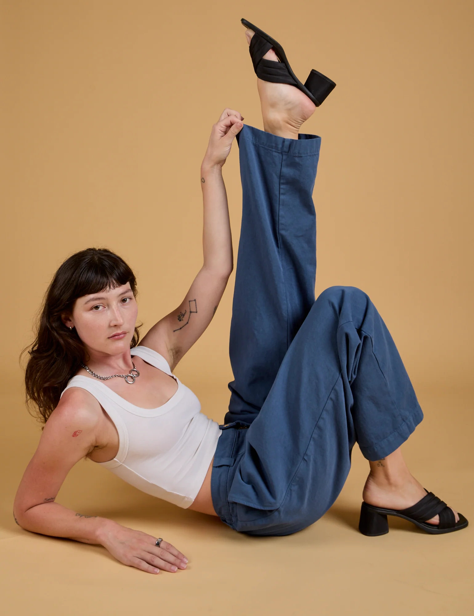 Baggy Mid-Rise Trousers - French Blue - Image 8