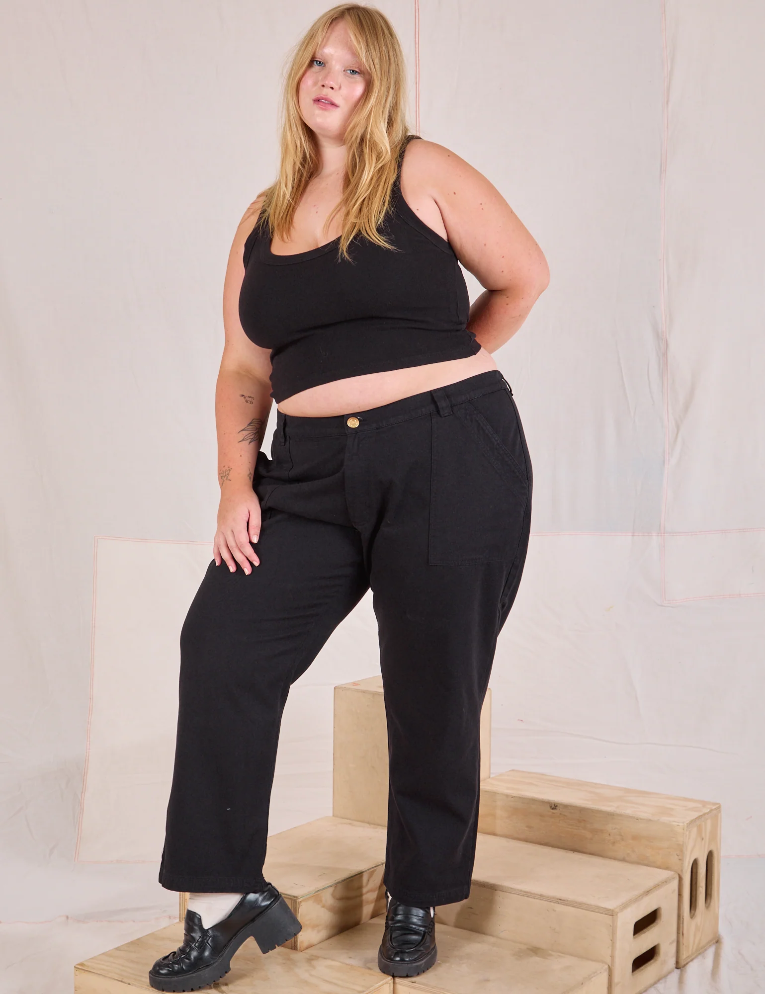 Mid-Rise Work Pants - Basic Black - Image 3