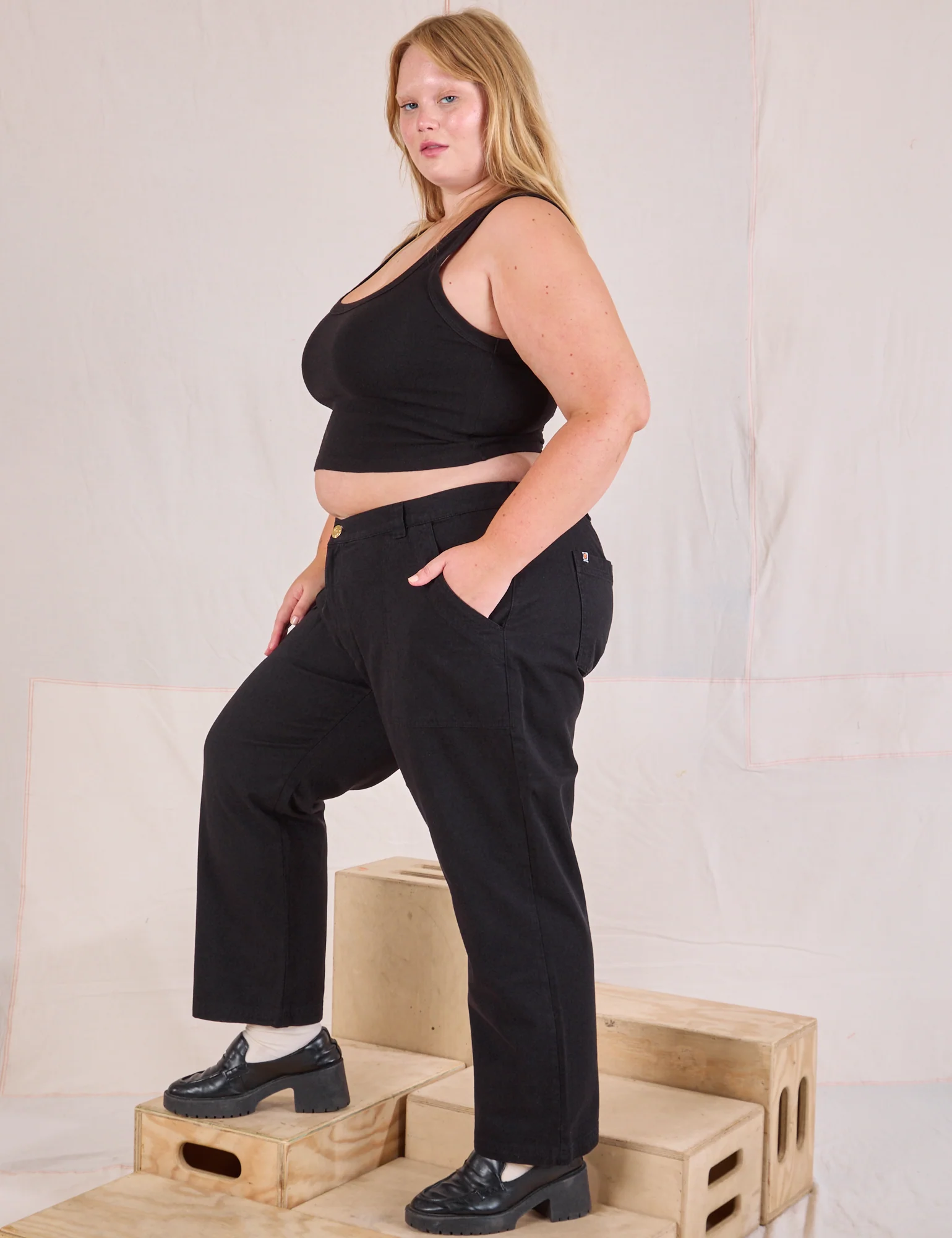 Mid-Rise Work Pants - Basic Black - Image 4