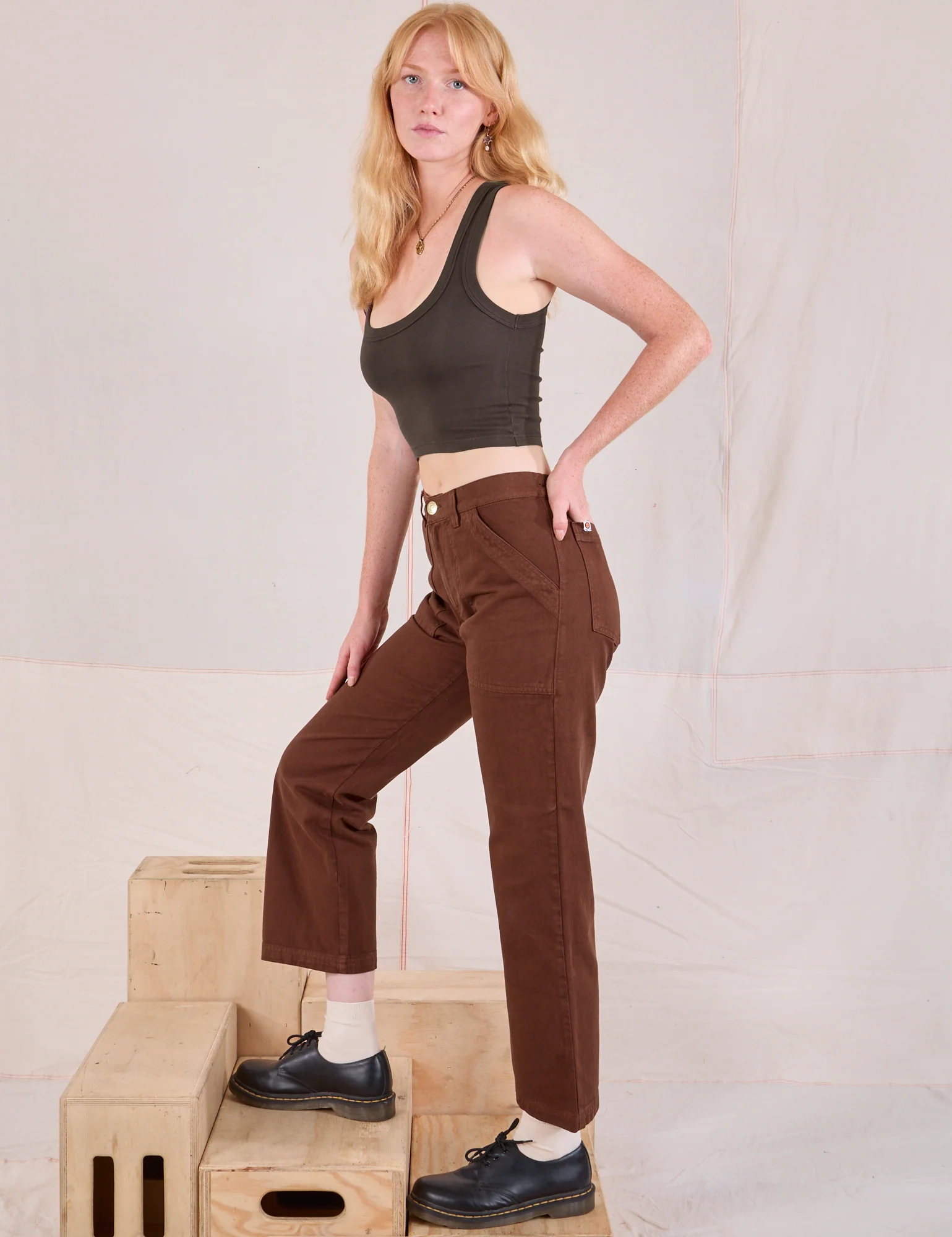 Mid-Rise Work Pants - Fudgesicle Brown - Image 19