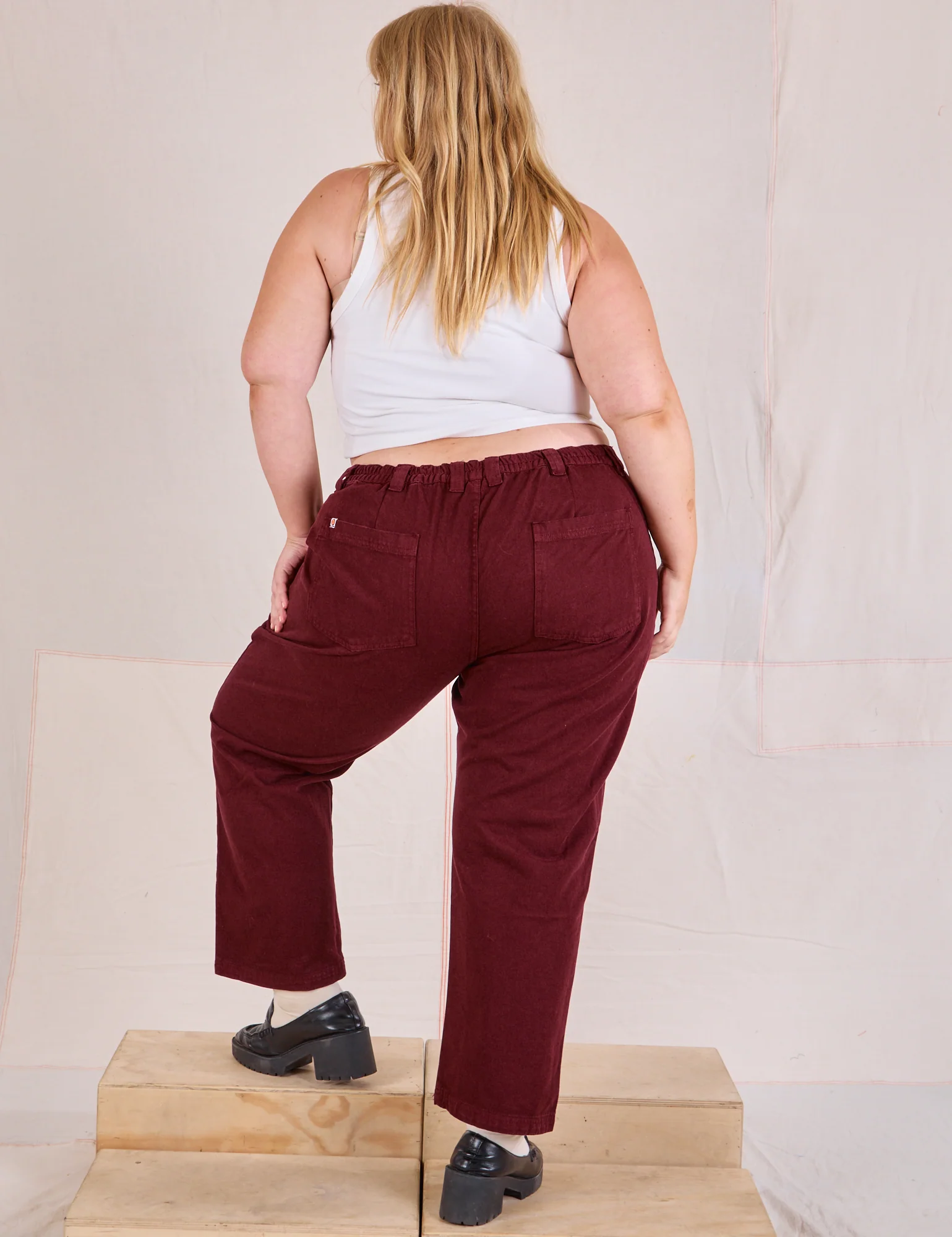 Mid-Rise Work Pants - Red Wine - Image 20