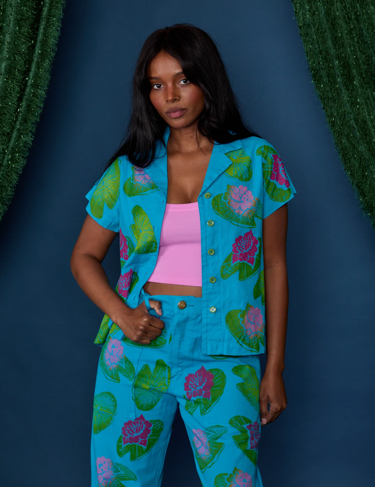 Paintstamped Pantry Button-Up - Lilypad *FINAL SALE* - Image 11