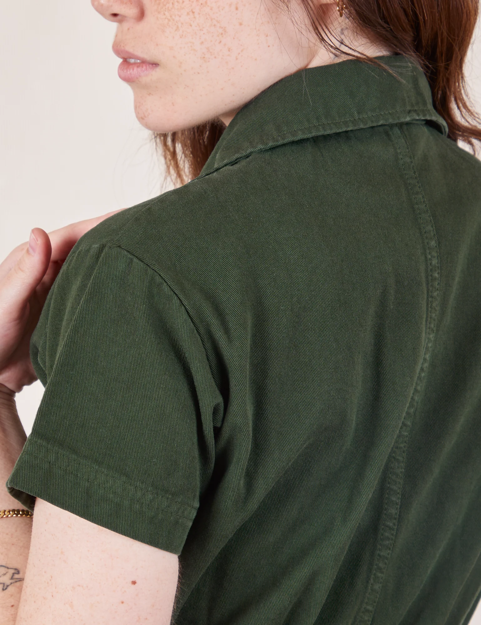 Petite Short Sleeve Jumpsuit - Swamp Green - Image 5