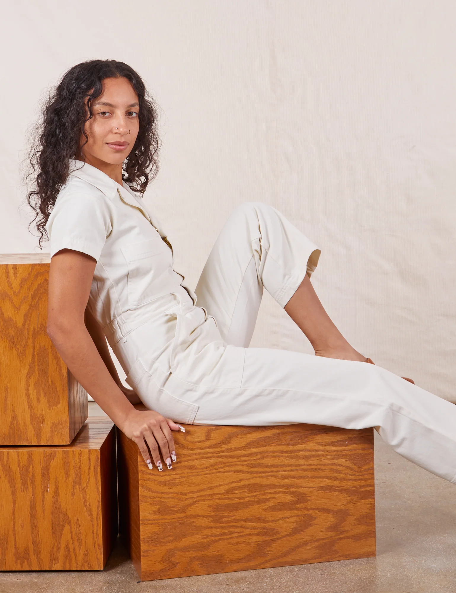 Petite Short Sleeve Jumpsuit - Vintage Tee White - Image 8