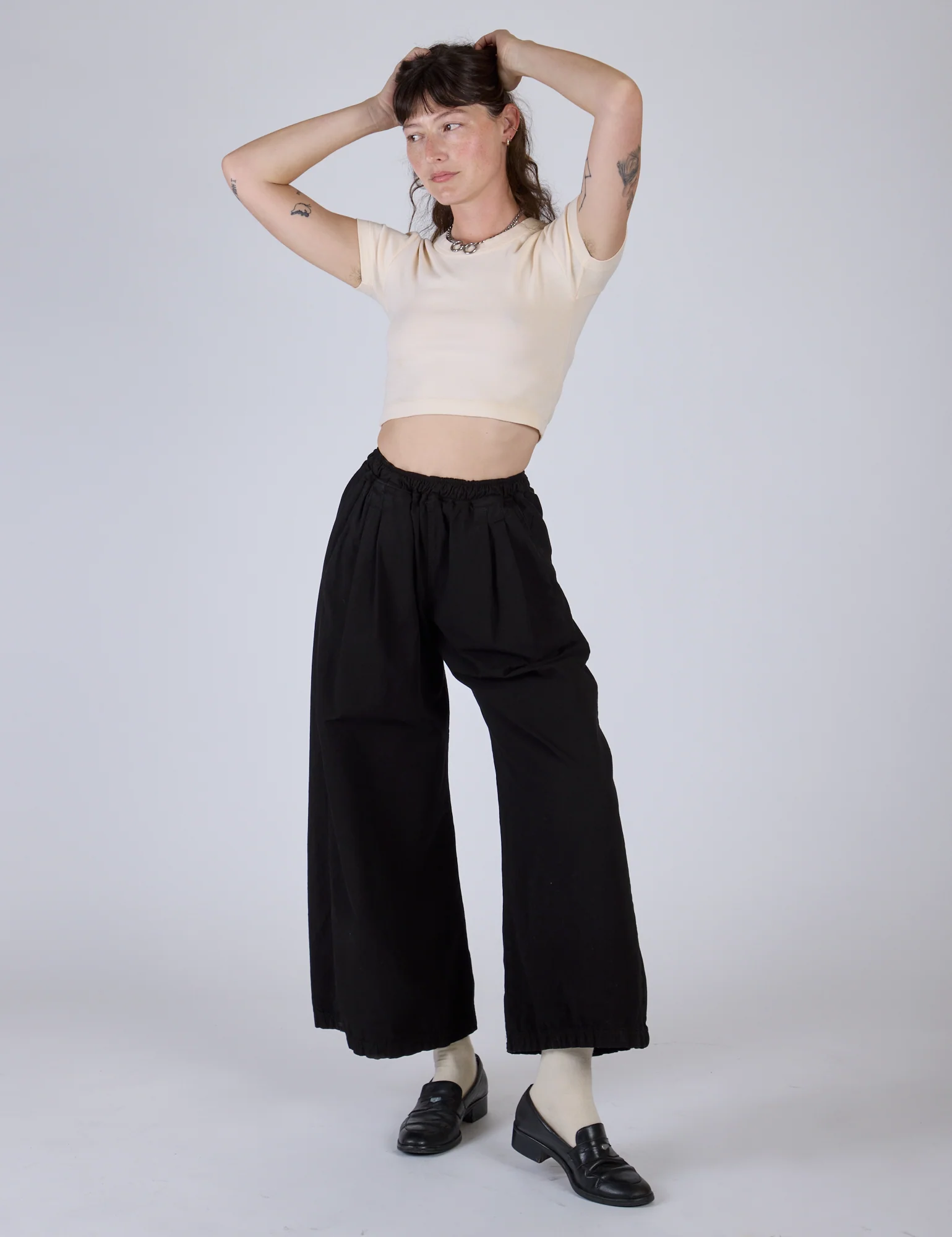 Pleated Pull-On Pants - Basic Black - Image 3