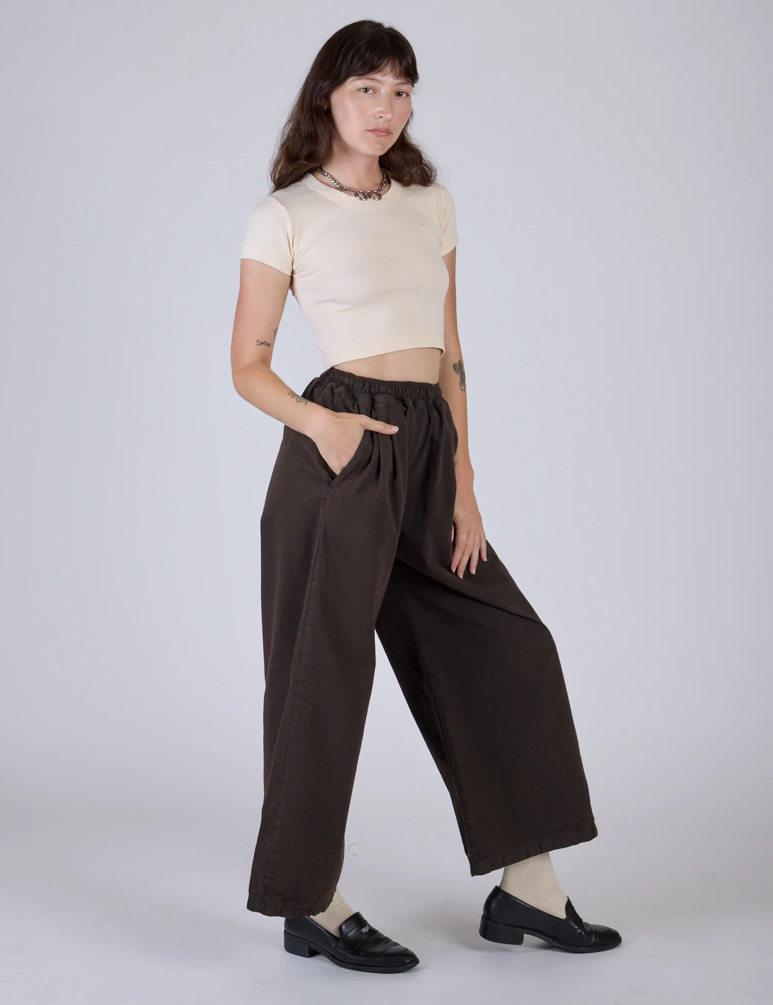 Pleated Pull-On Pants - Espresso Brown - Image 5