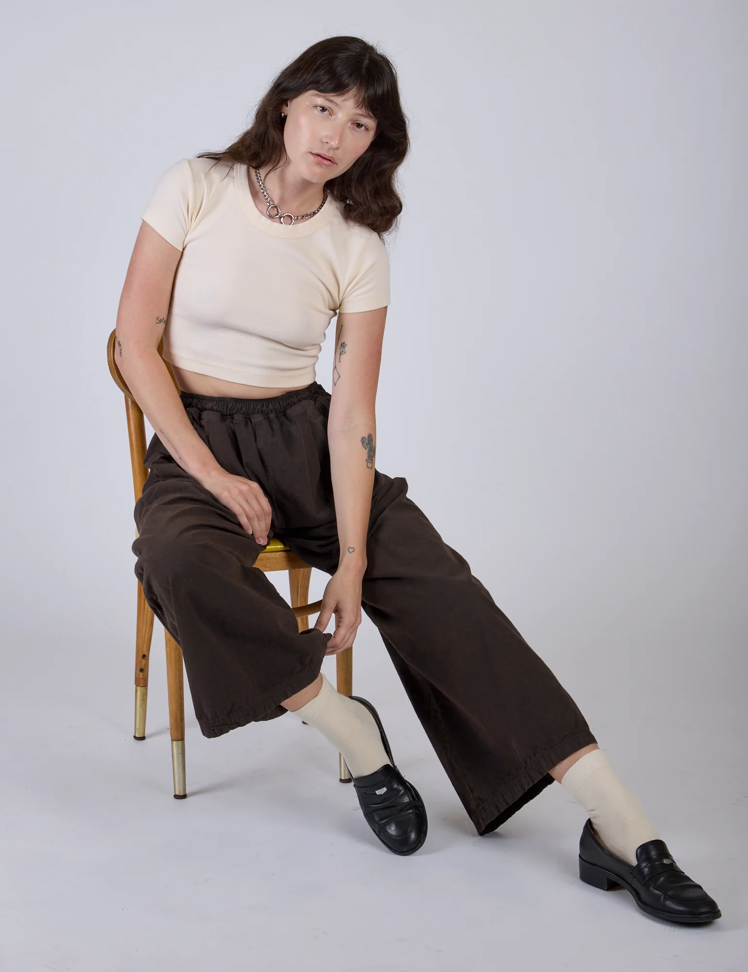 Pleated Pull-On Pants - Espresso Brown - Image 9