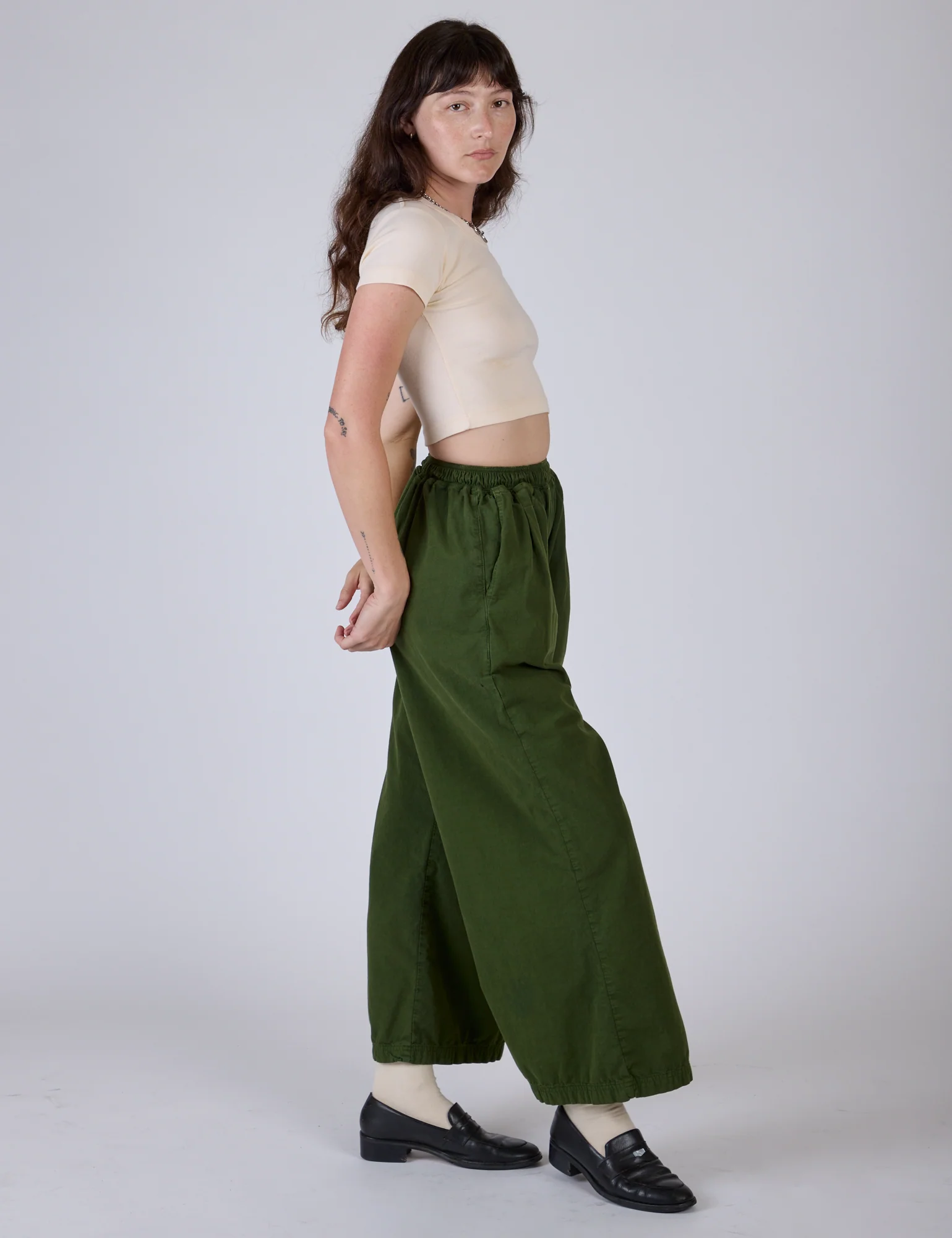 Pleated Pull-On Pants - Evergreen - Image 10