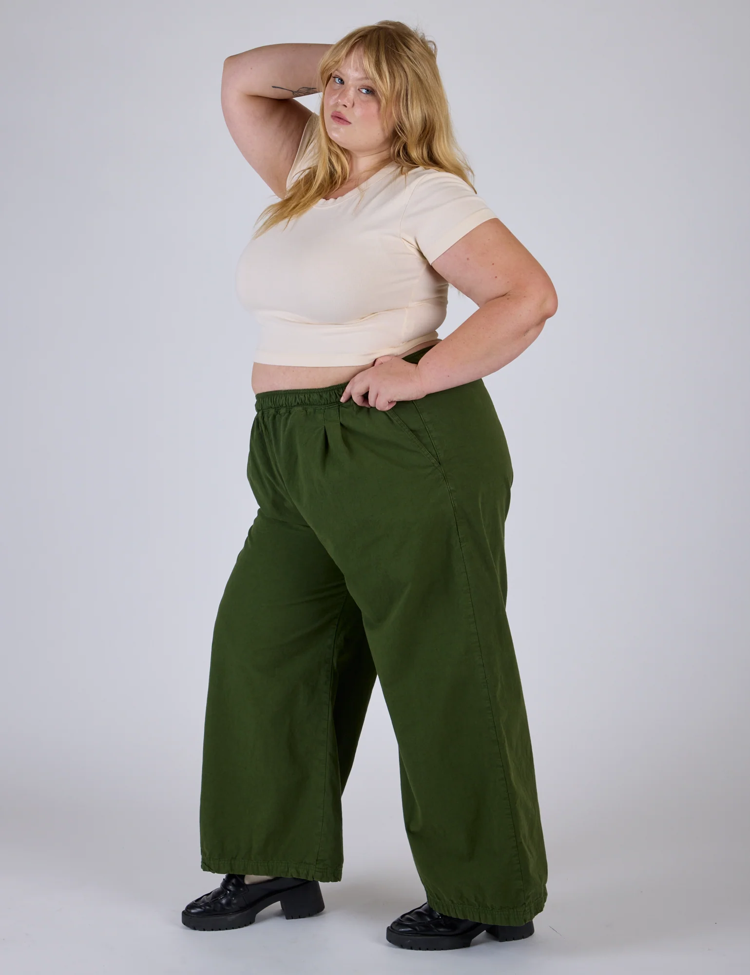 Pleated Pull-On Pants - Evergreen - Image 5