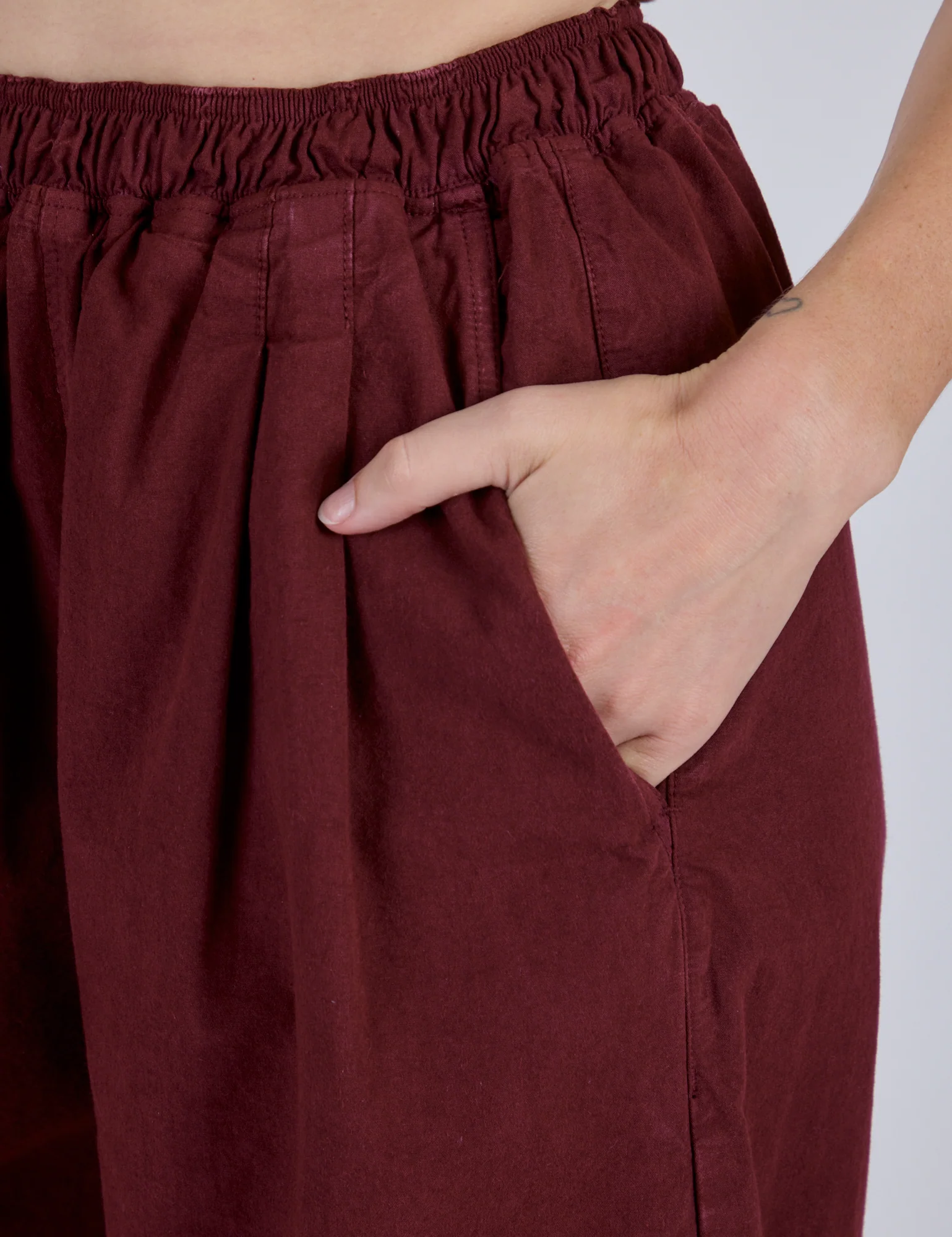 Pleated Pull-On Pants - Red Wine - Image 4