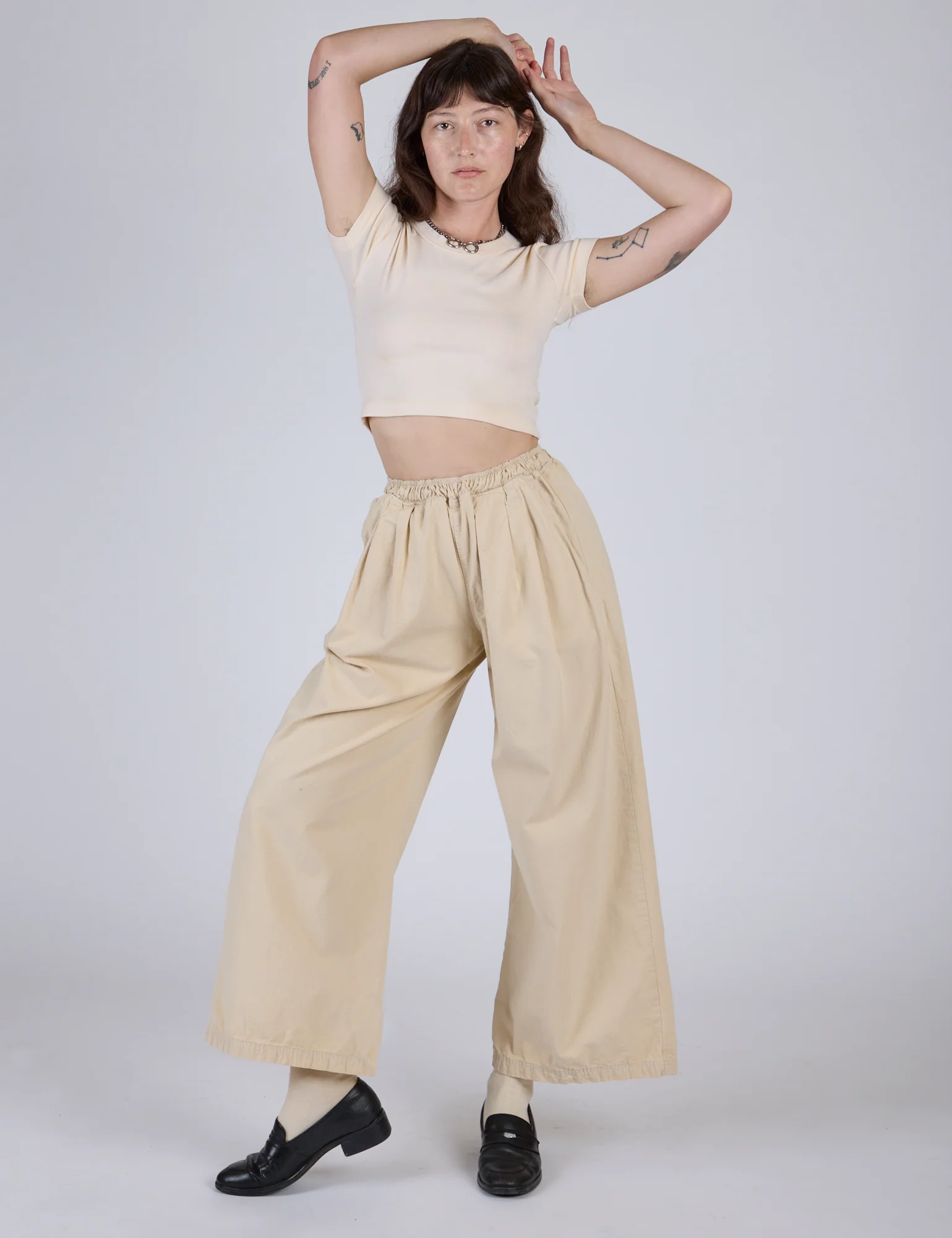 Pleated Pull-On Pants - Vintage Off-White - Image 3