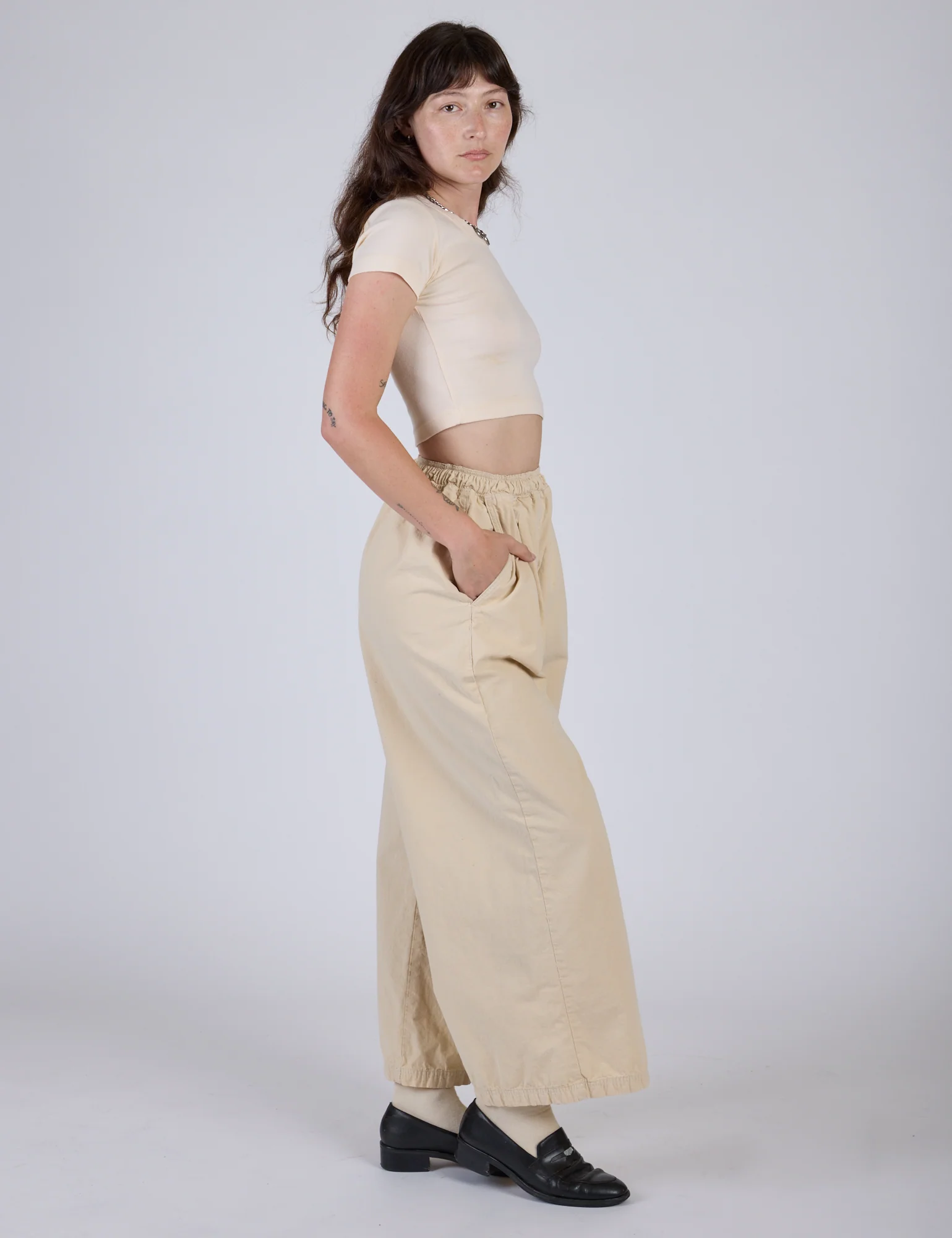 Pleated Pull-On Pants - Vintage Off-White - Image 5