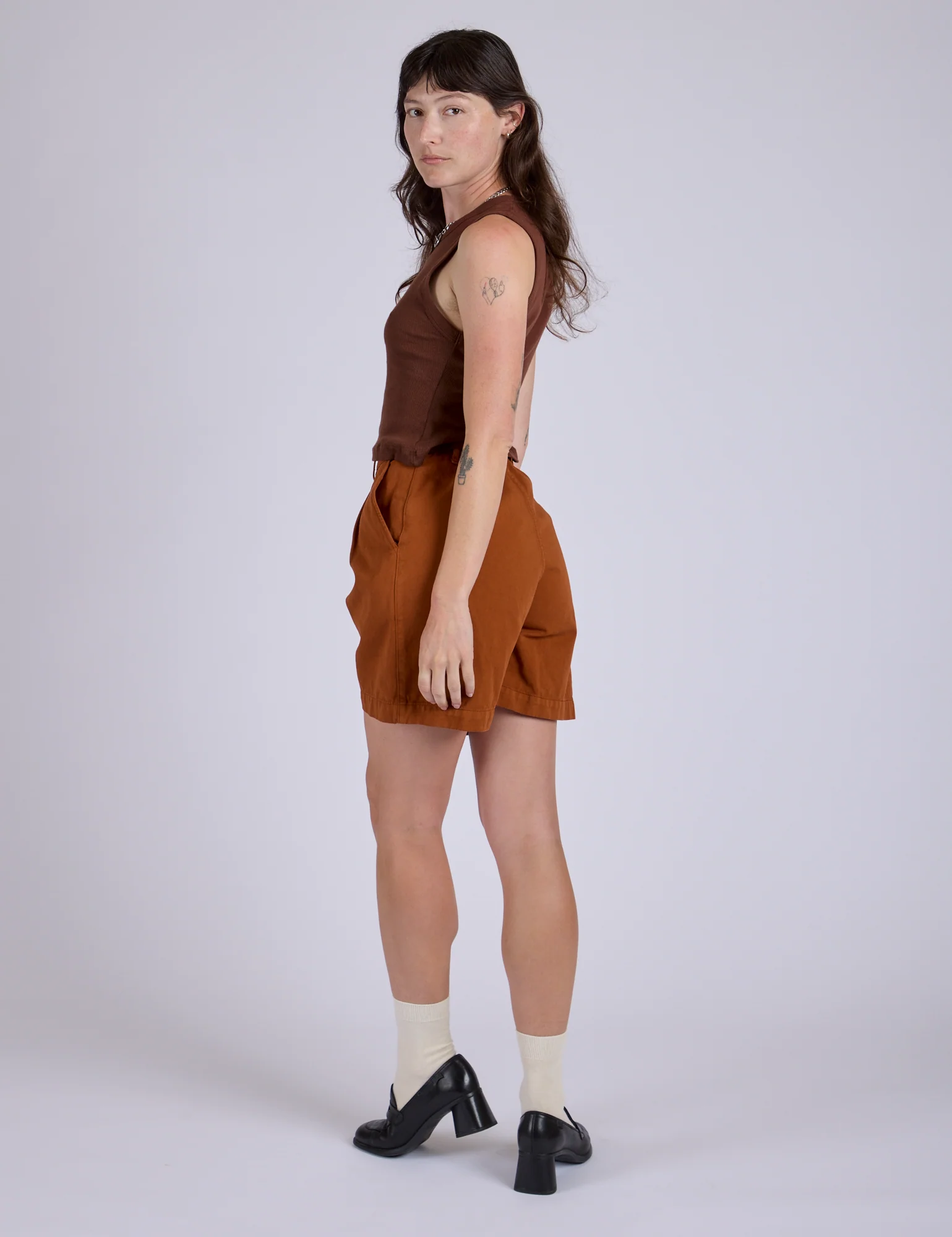 Pleated Trouser Shorts - Burnt Terracotta - Image 13
