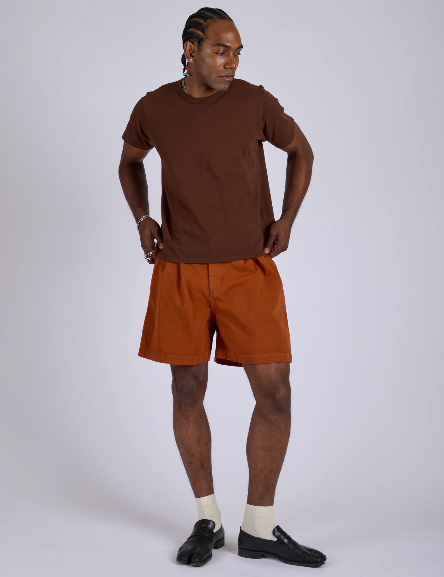 Pleated Trouser Shorts - Burnt Terracotta - Image 16