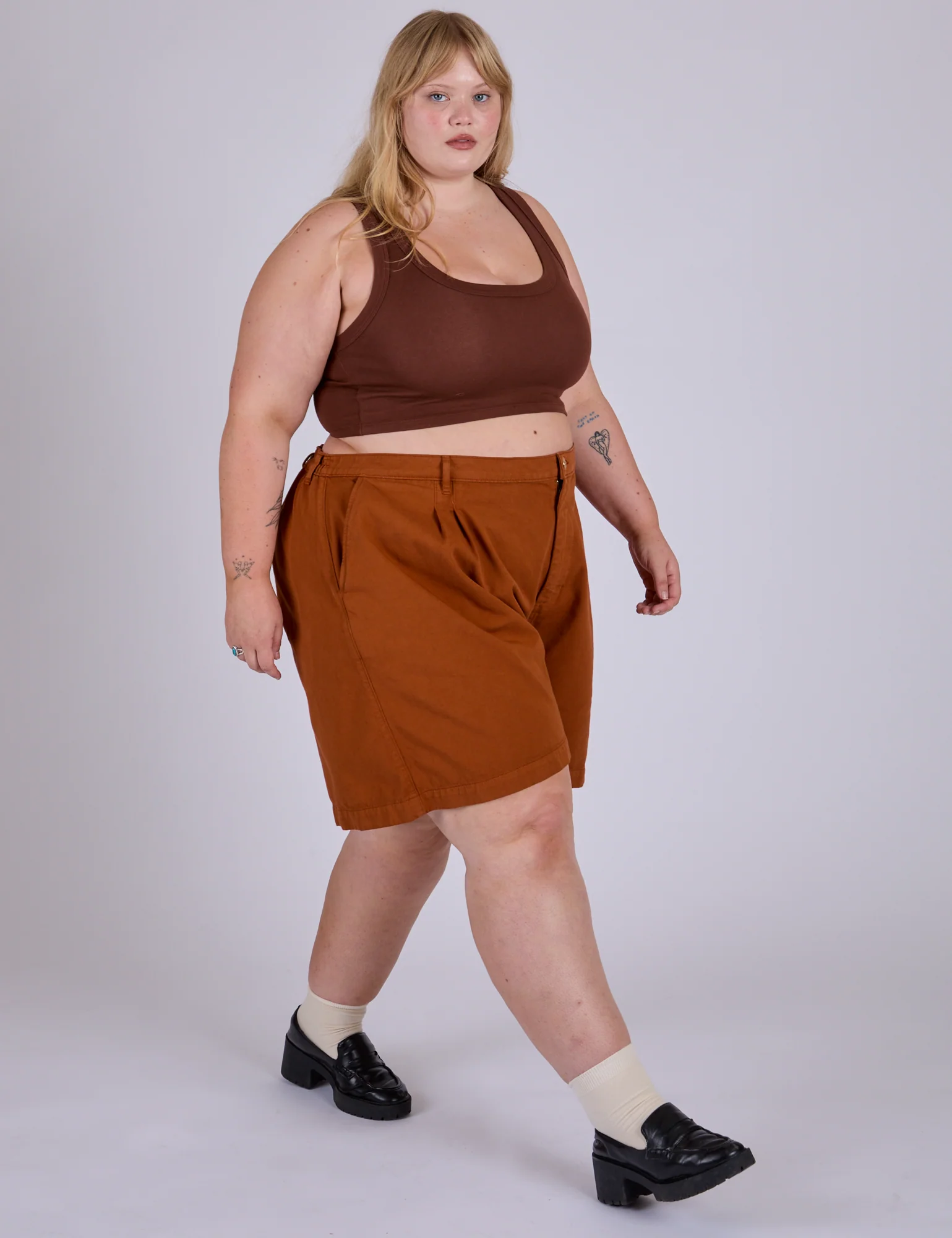 Pleated Trouser Shorts - Burnt Terracotta - Image 7
