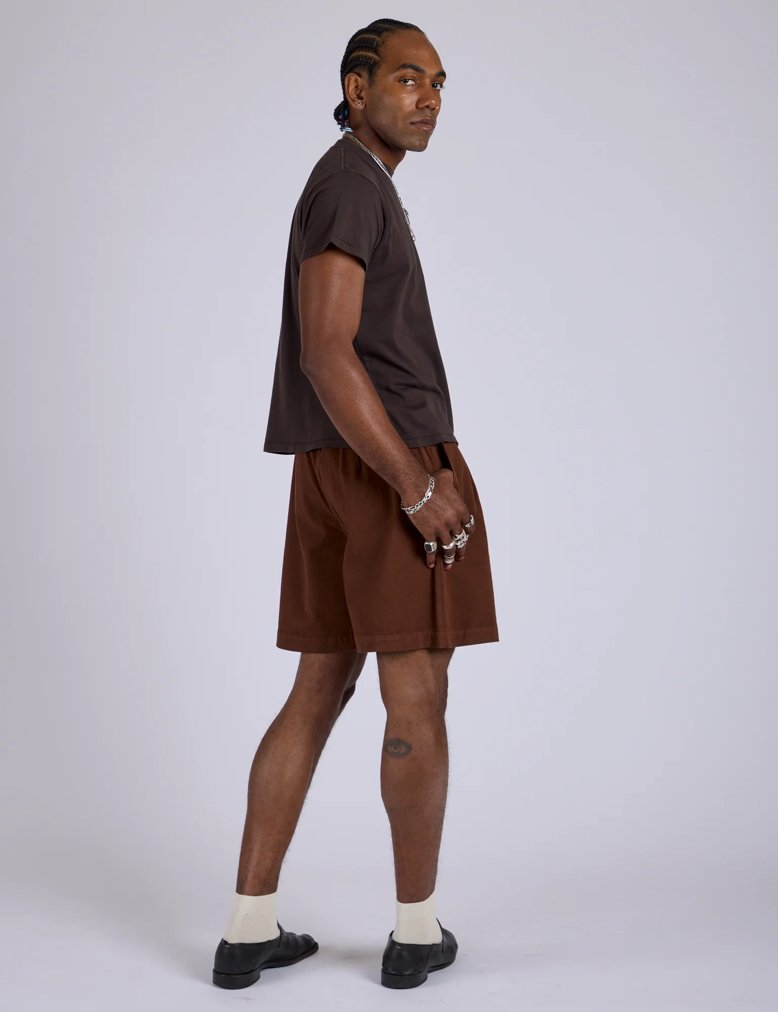 Pleated Trouser Shorts - Fudgesicle Brown - Image 7