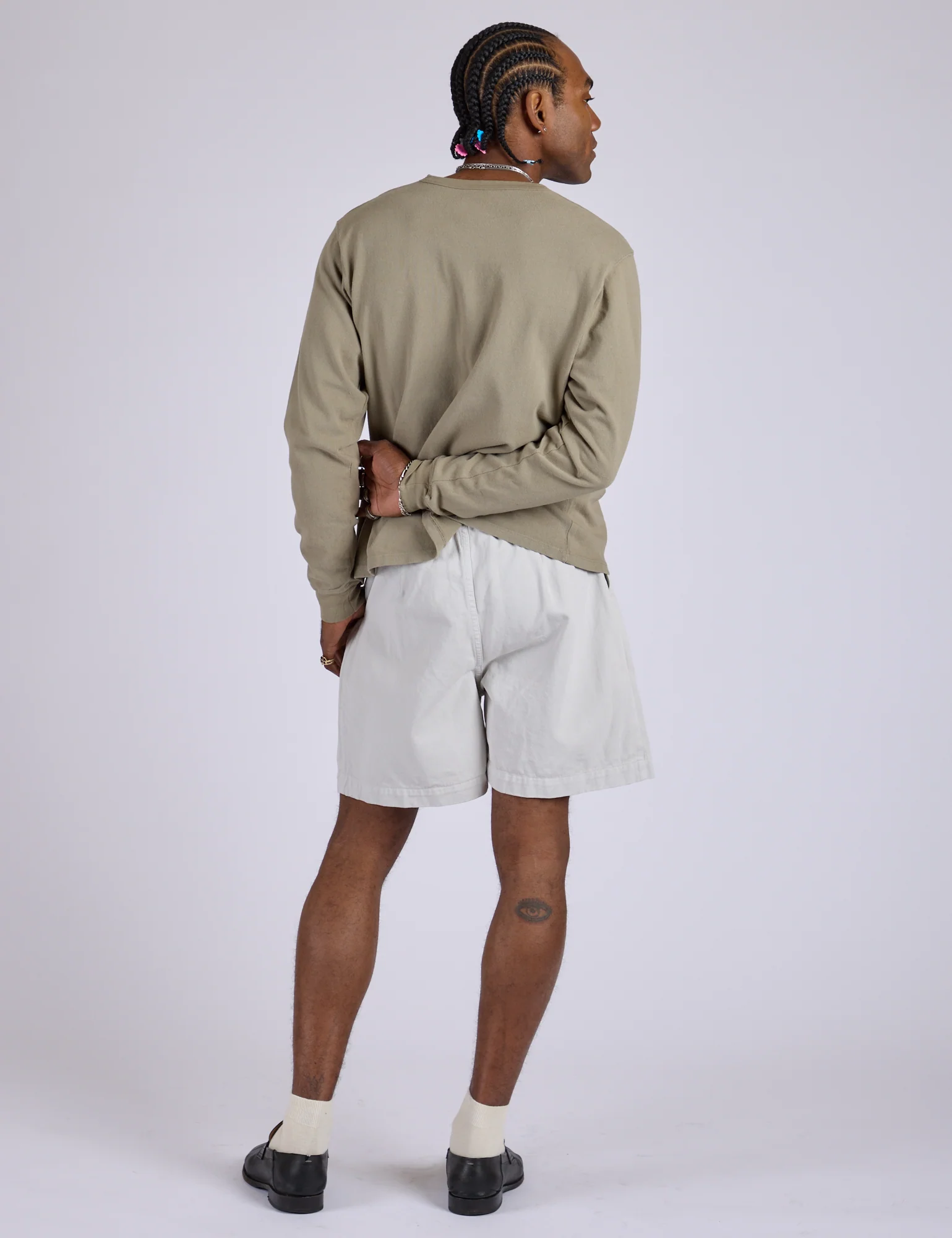 Pleated Trouser Shorts - Dishwater White - Image 19