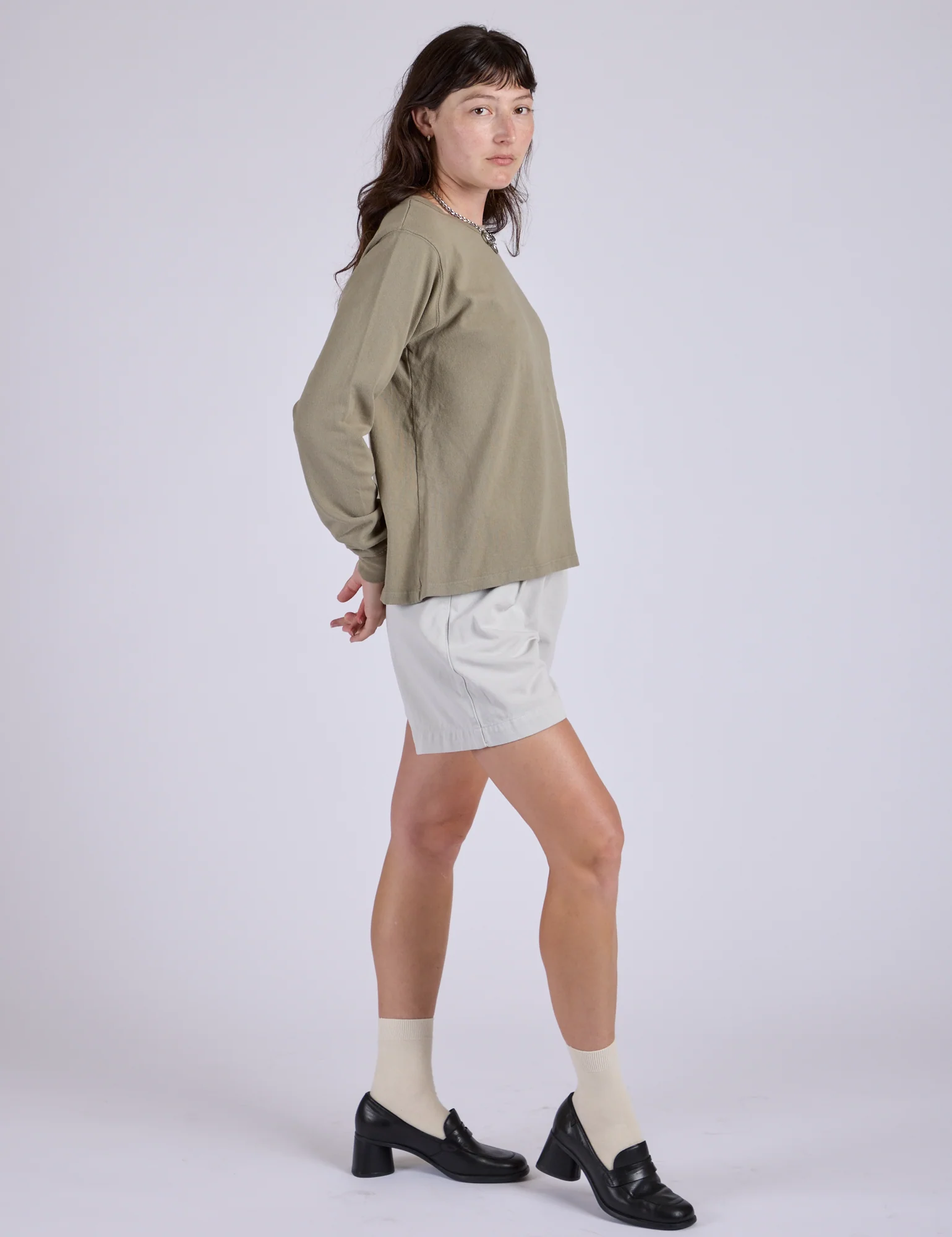 Pleated Trouser Shorts - Dishwater White - Image 6