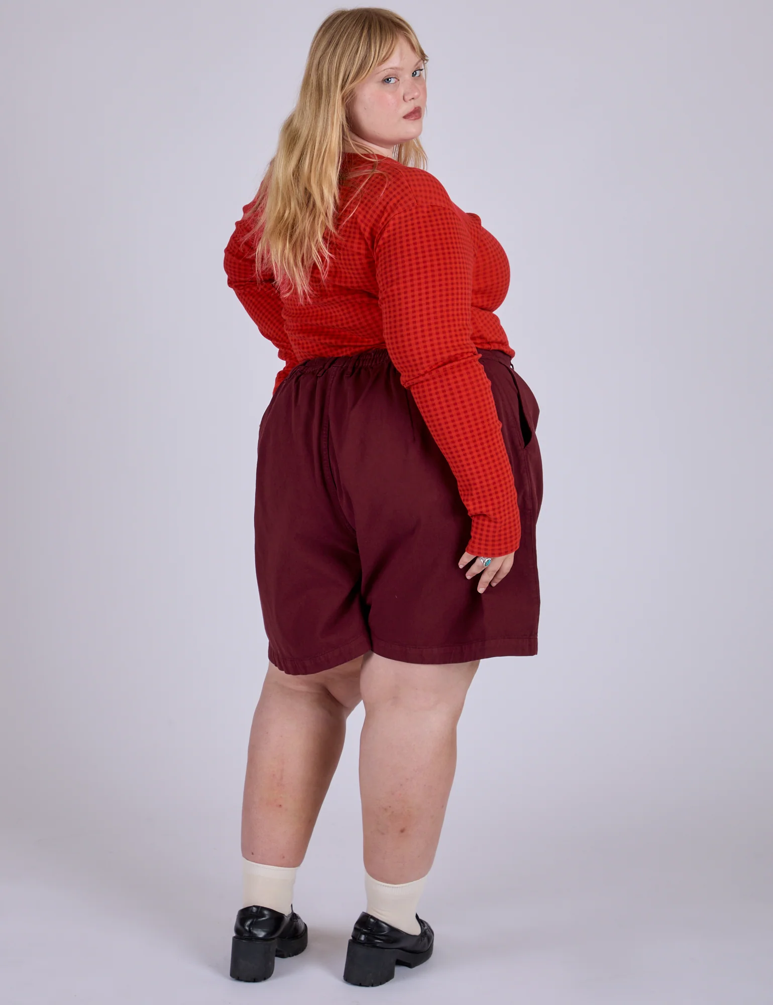 Pleated Trouser Shorts - Red Wine - Image 12
