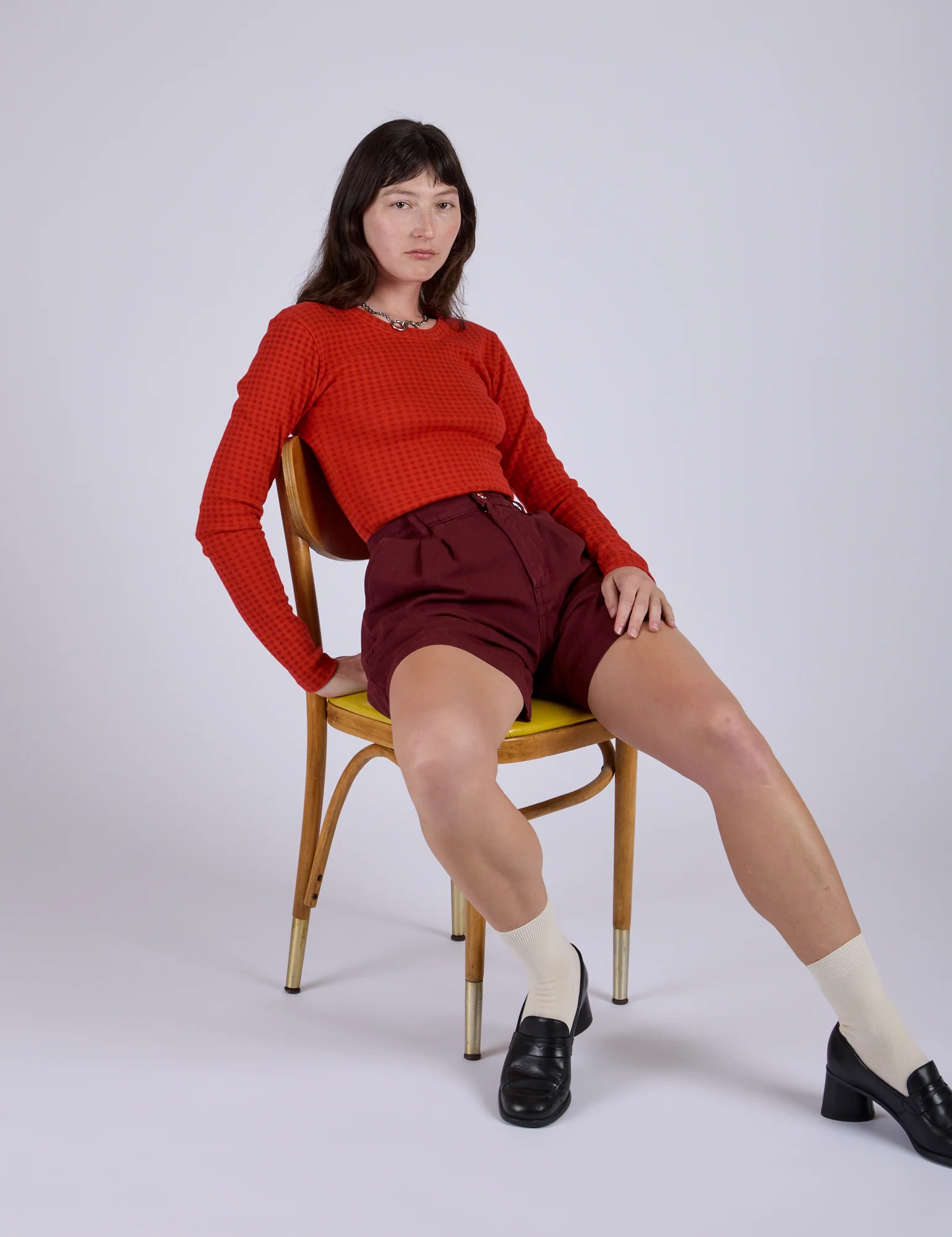 Pleated Trouser Shorts - Red Wine - Image 22