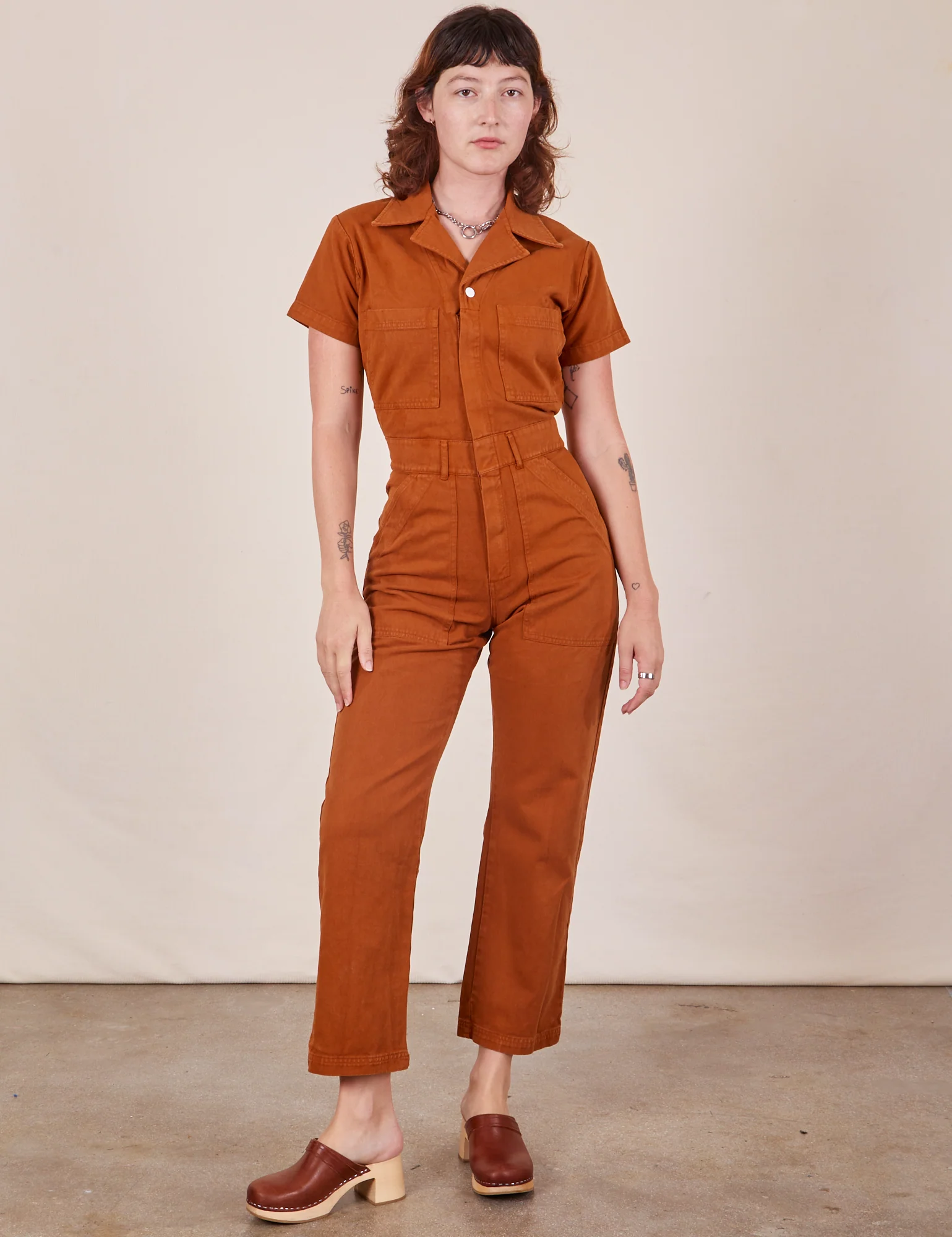 Short Sleeve Jumpsuit - Burnt Terracotta *FINAL SALE*