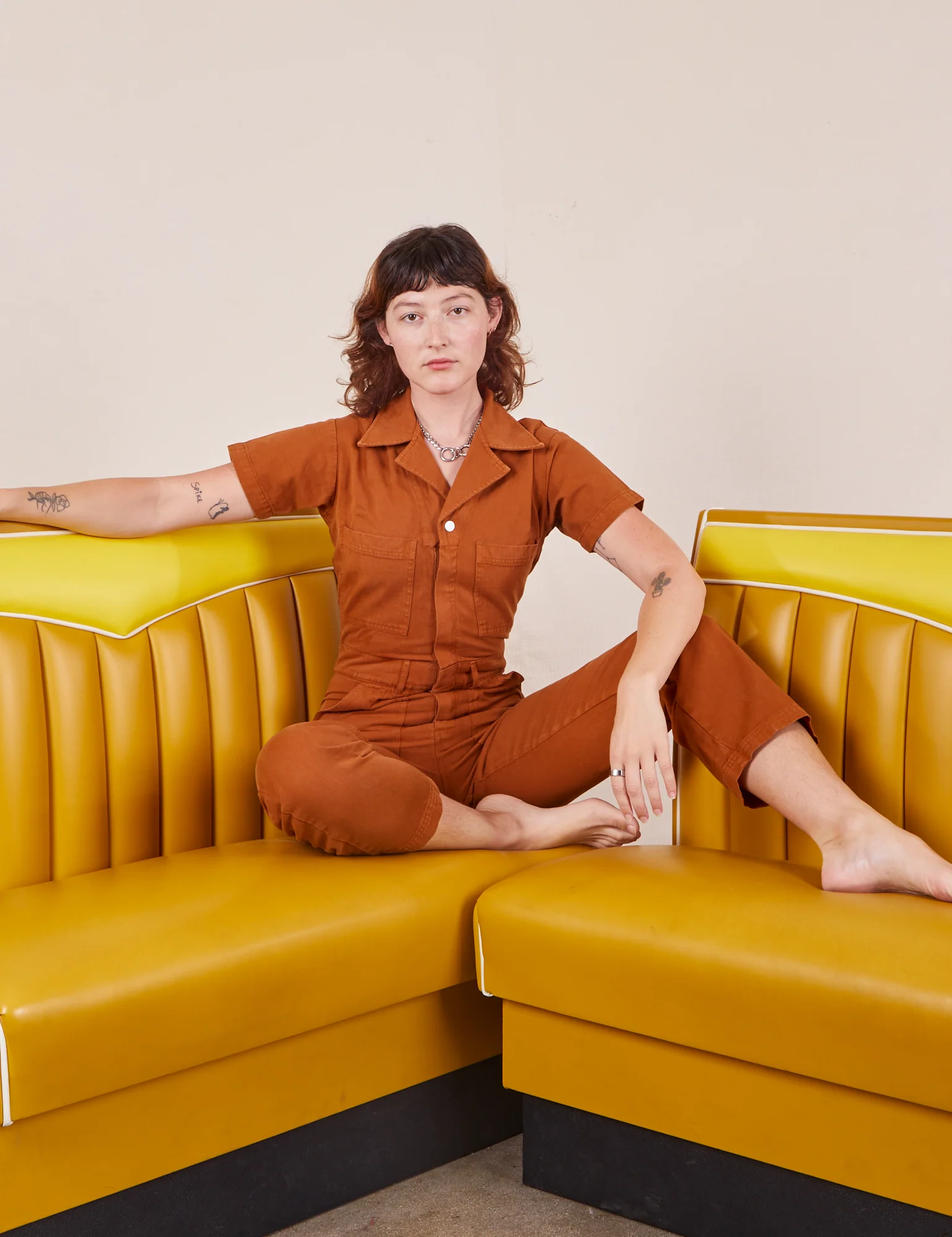 Short Sleeve Jumpsuit - Burnt Terracotta *FINAL SALE* - Image 11
