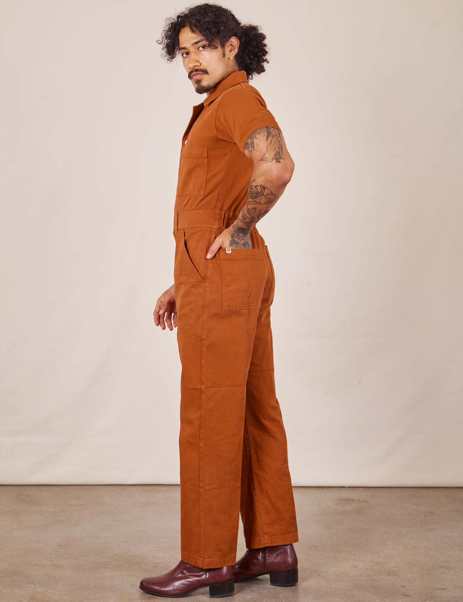 Short Sleeve Jumpsuit - Burnt Terracotta *FINAL SALE* - Image 21