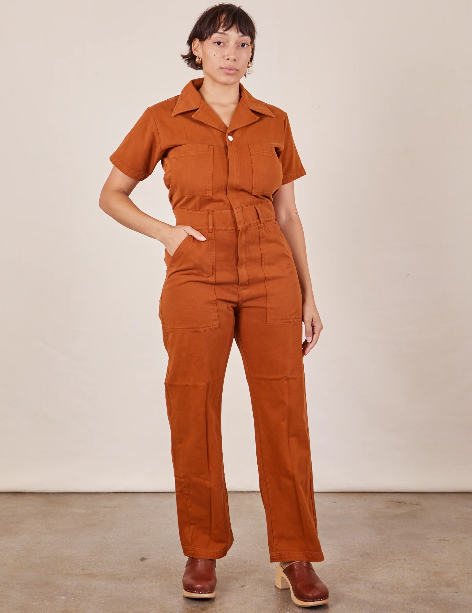 Short Sleeve Jumpsuit - Burnt Terracotta *FINAL SALE* - Image 24