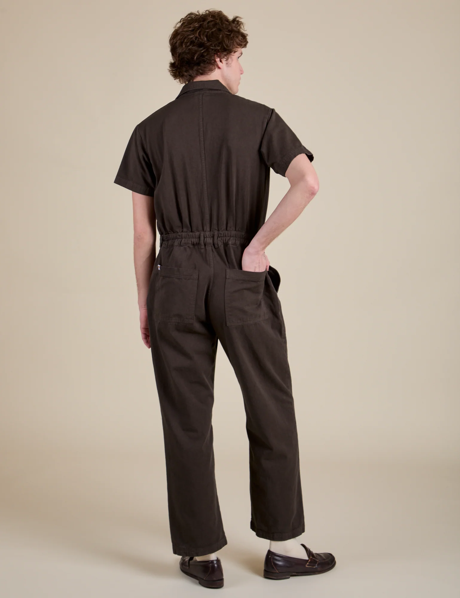 Short Sleeve Jumpsuit - Espresso Brown - Image 12