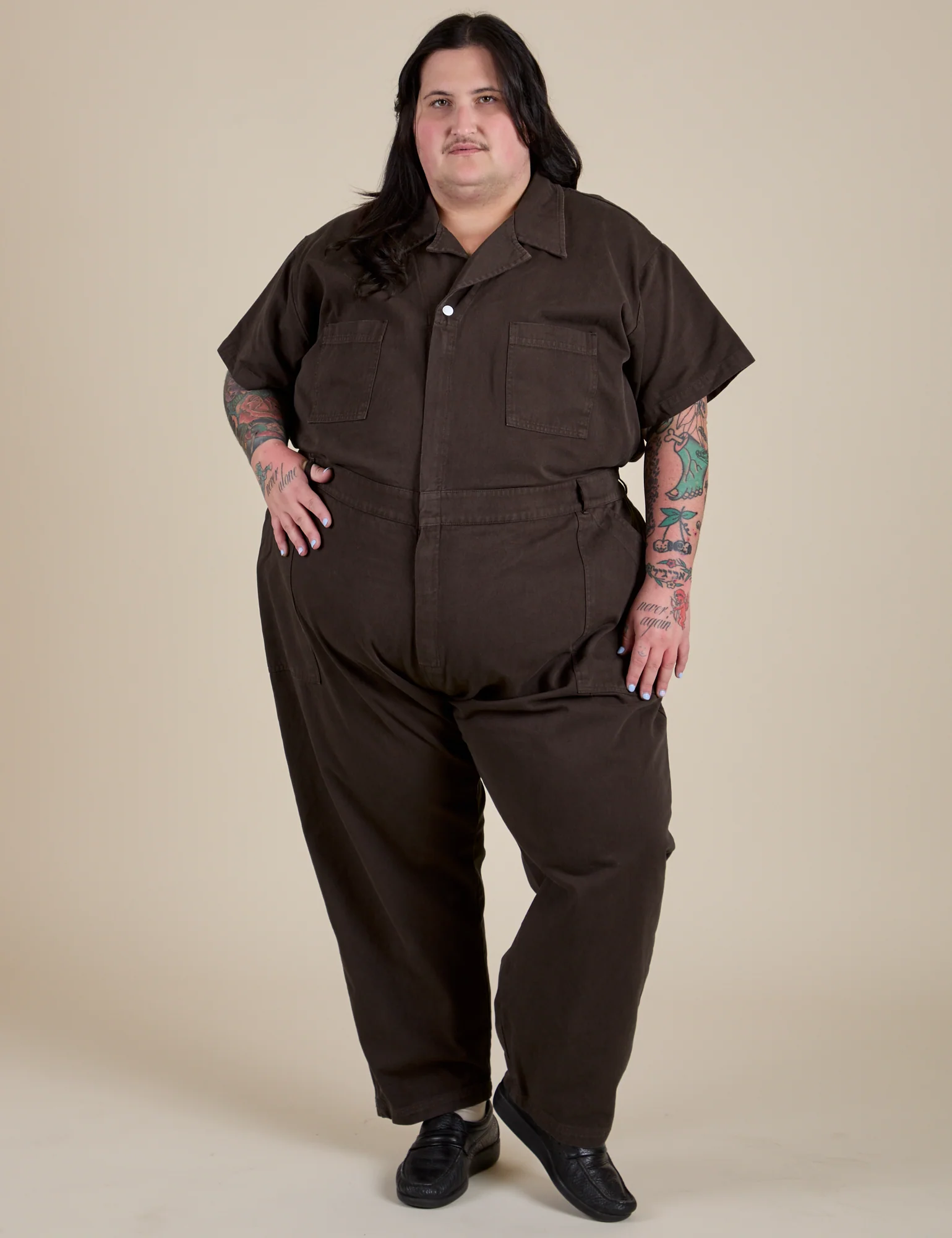 Short Sleeve Jumpsuit - Espresso Brown - Image 22
