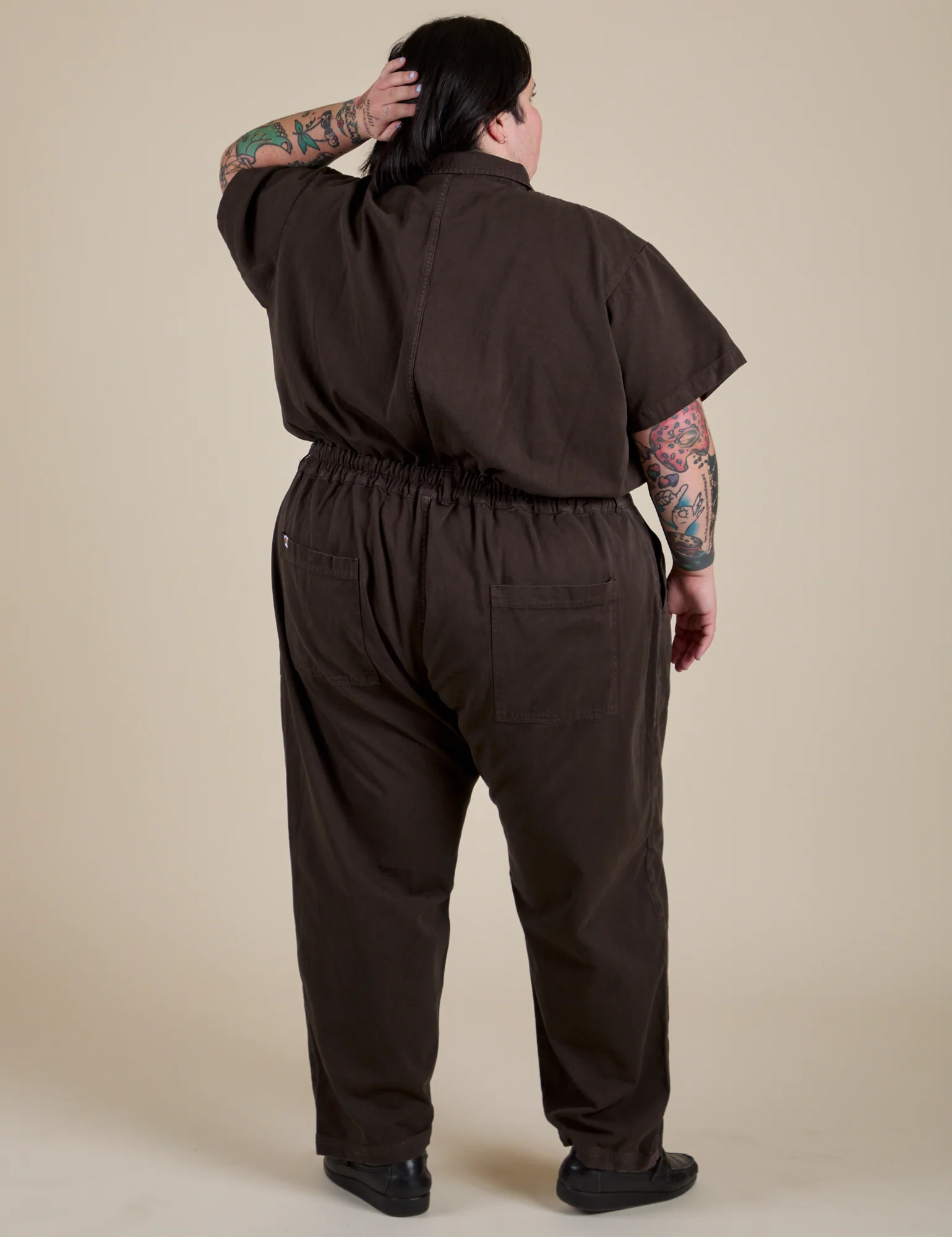 Short Sleeve Jumpsuit - Espresso Brown - Image 26