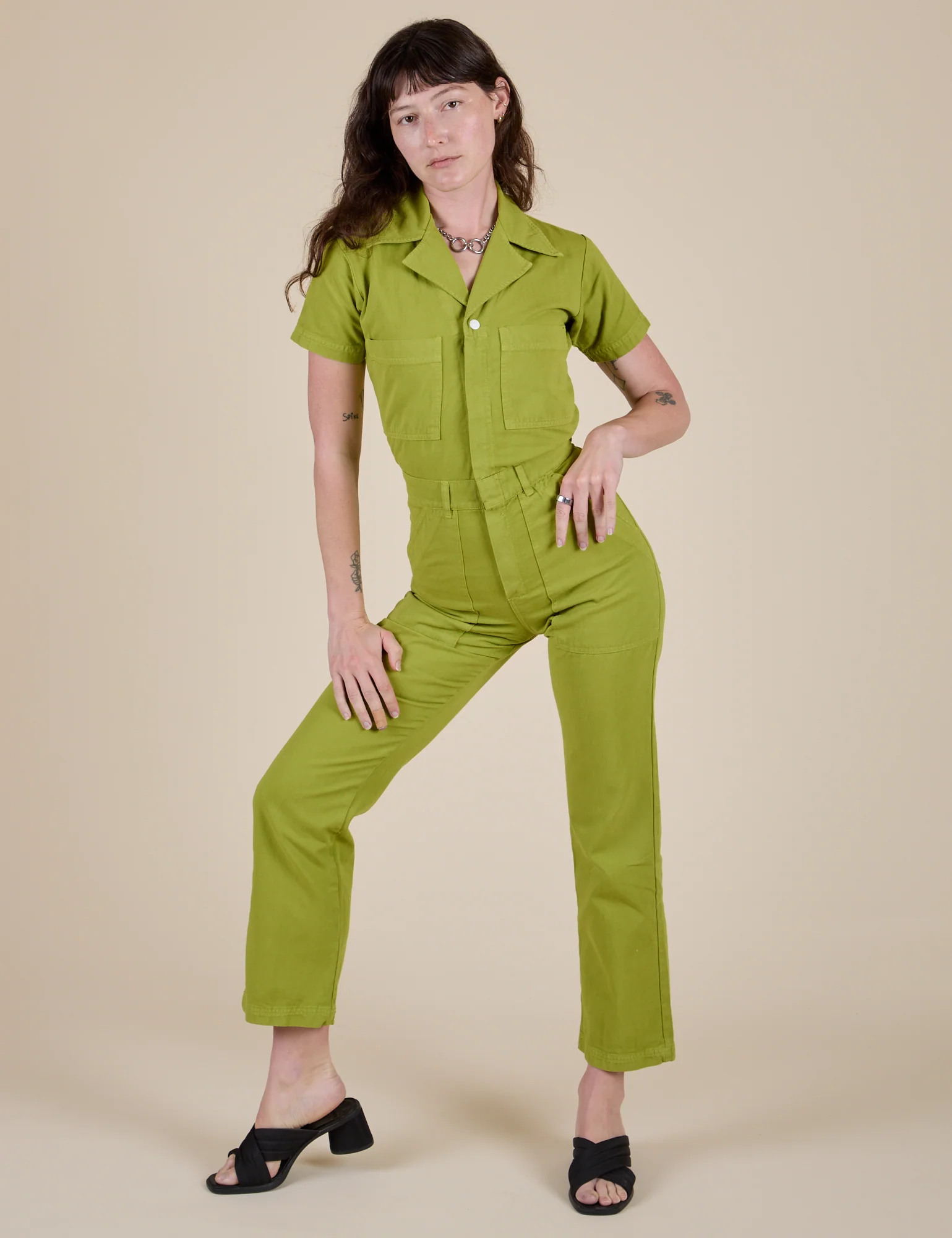 Short Sleeve Jumpsuit - Gross Green - Image 3