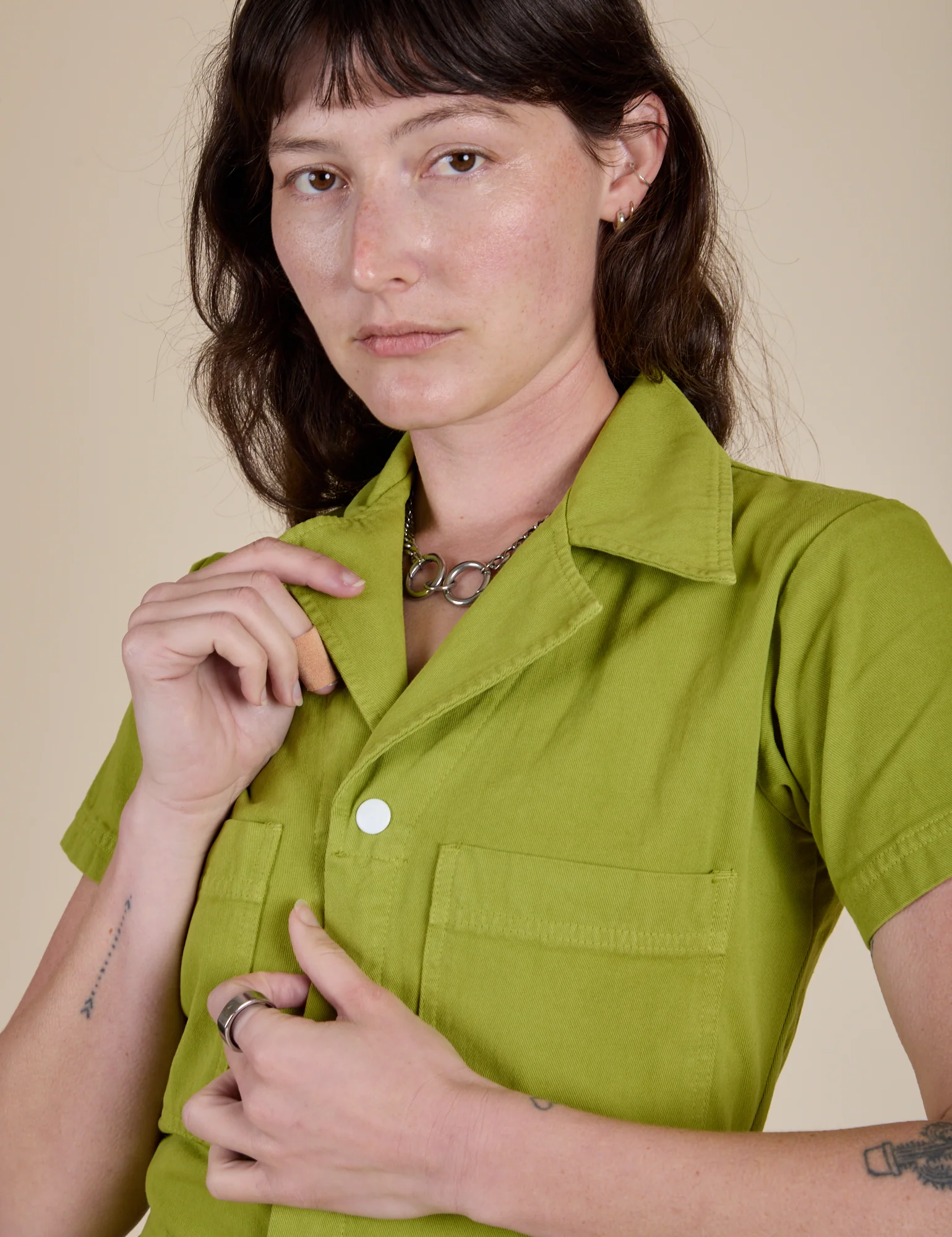 Short Sleeve Jumpsuit - Gross Green - Image 4