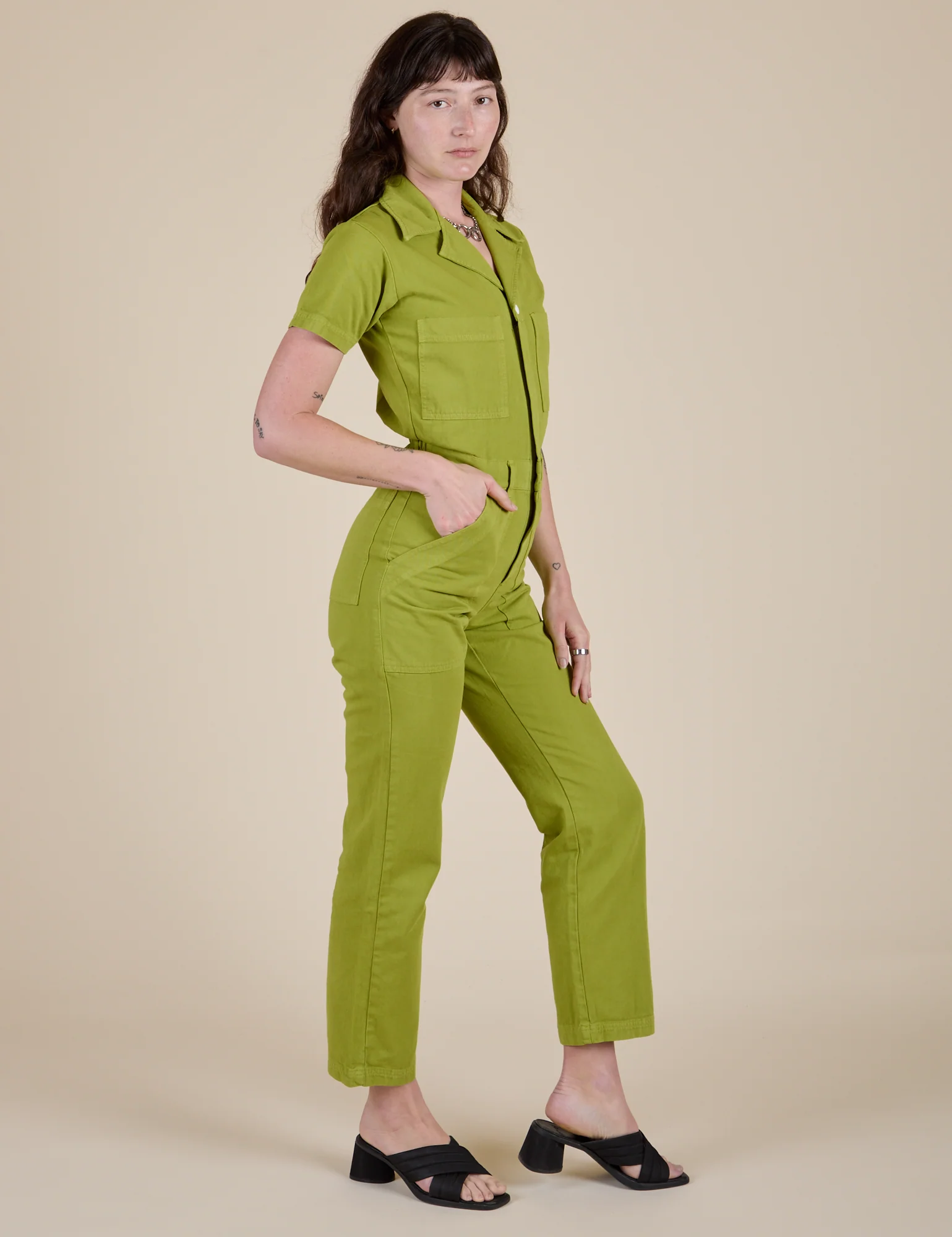 Short Sleeve Jumpsuit - Gross Green - Image 5