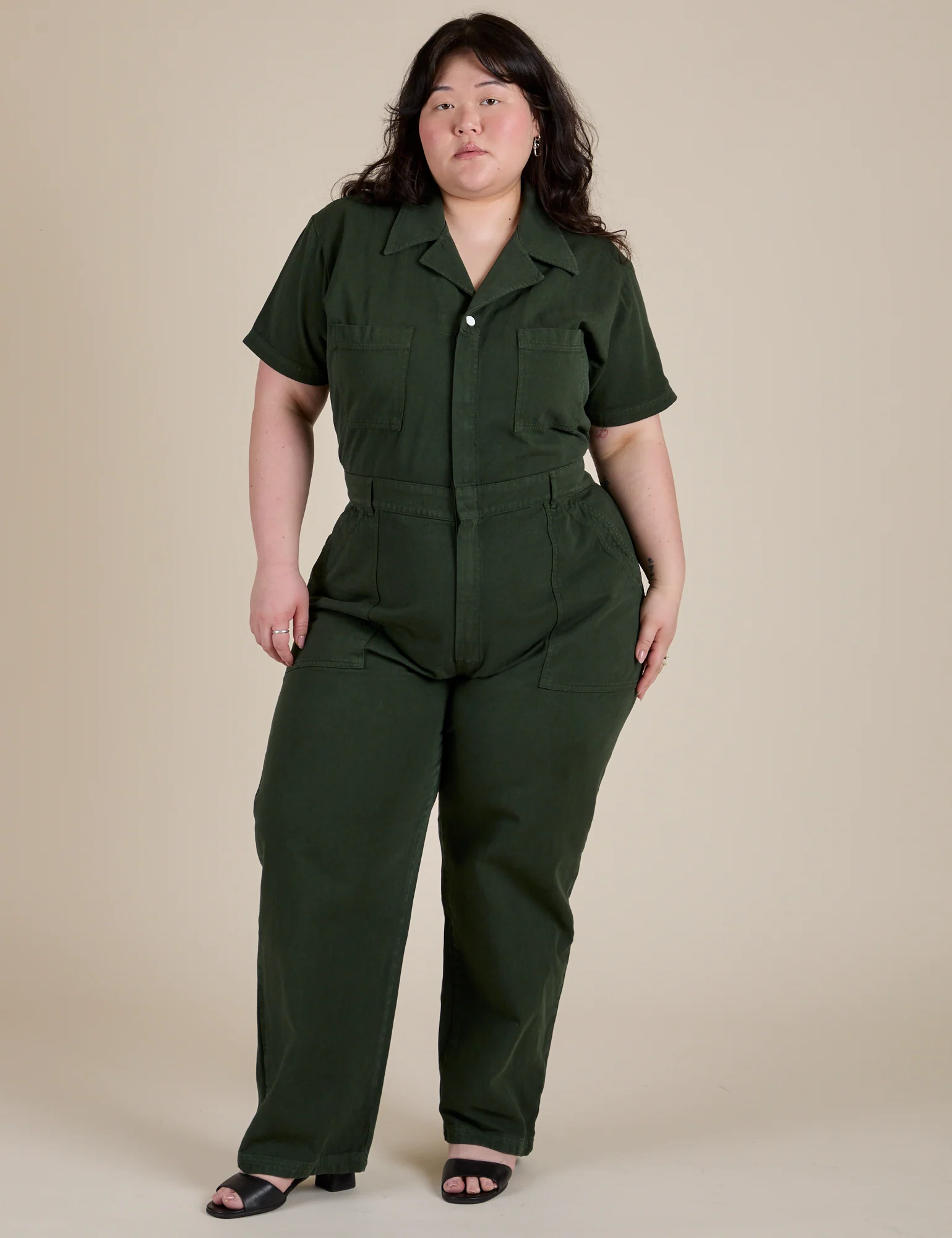Short Sleeve Jumpsuit - Swamp Green
