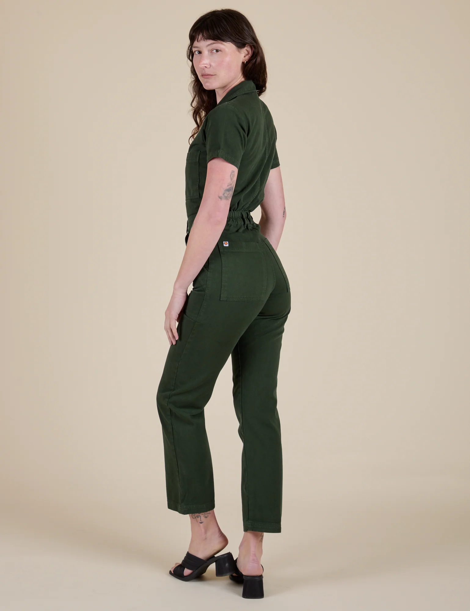 Short Sleeve Jumpsuit - Swamp Green - Image 19